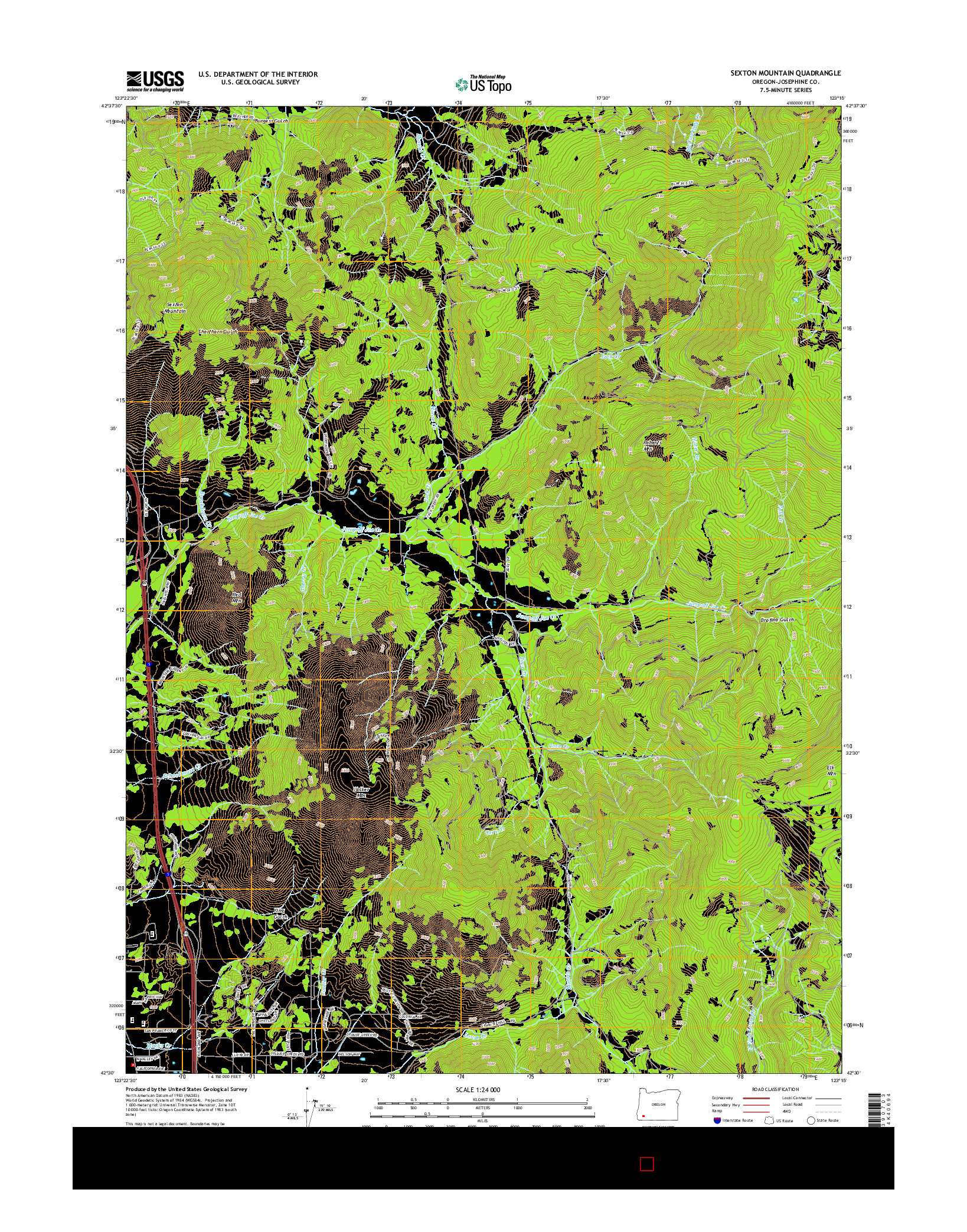 USGS US TOPO 7.5-MINUTE MAP FOR SEXTON MOUNTAIN, OR 2014