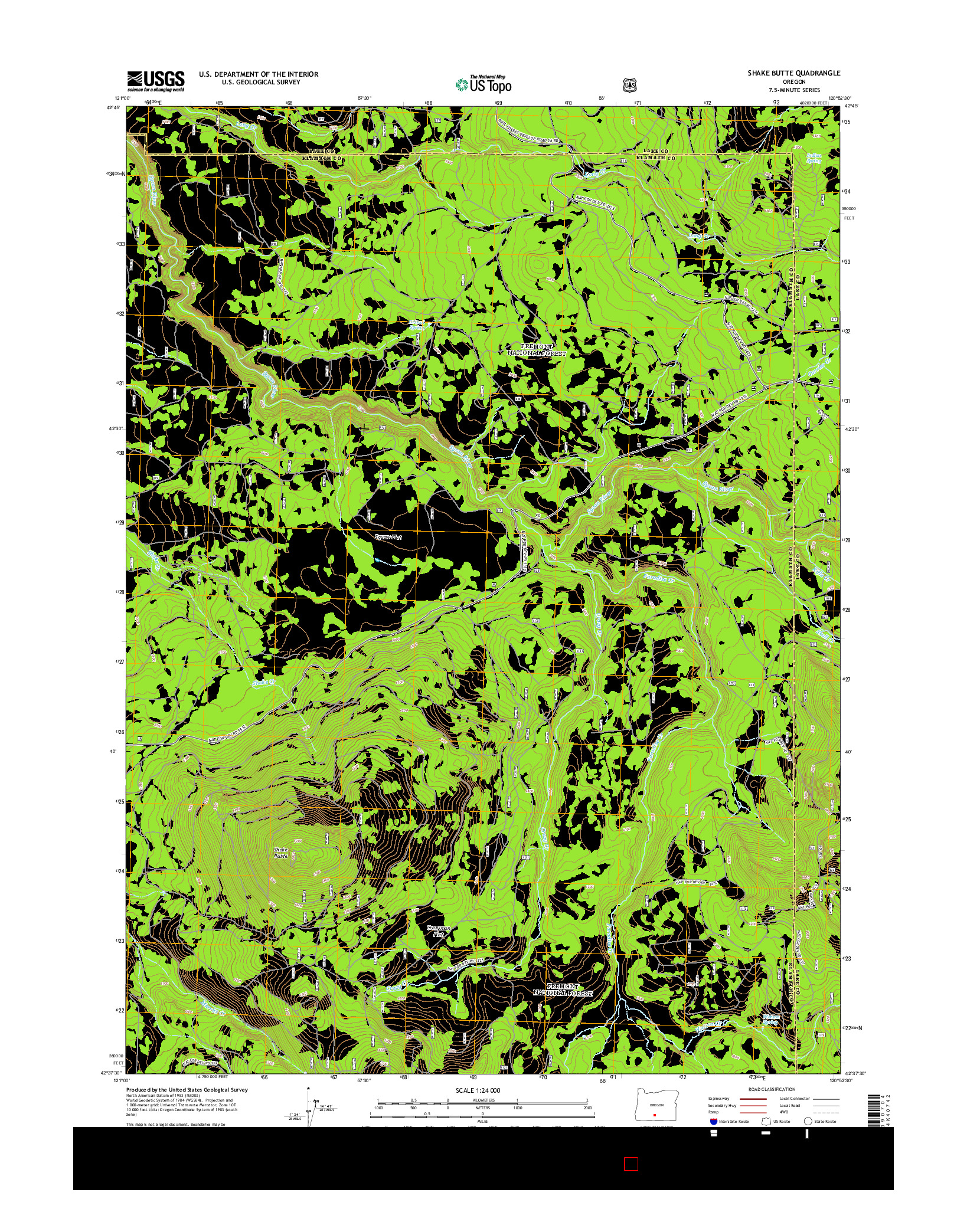 USGS US TOPO 7.5-MINUTE MAP FOR SHAKE BUTTE, OR 2014