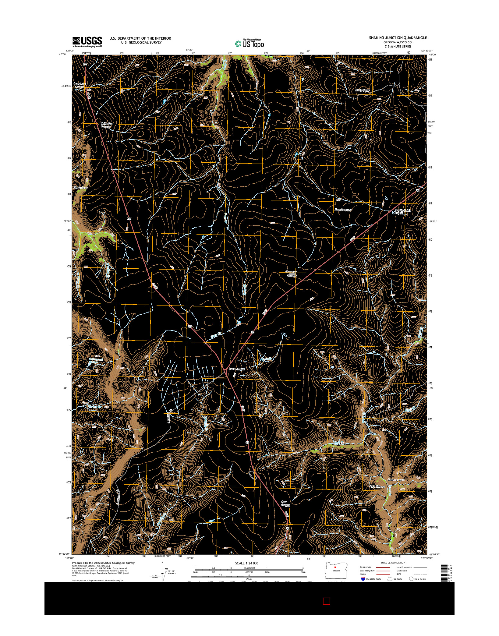 USGS US TOPO 7.5-MINUTE MAP FOR SHANIKO JUNCTION, OR 2014