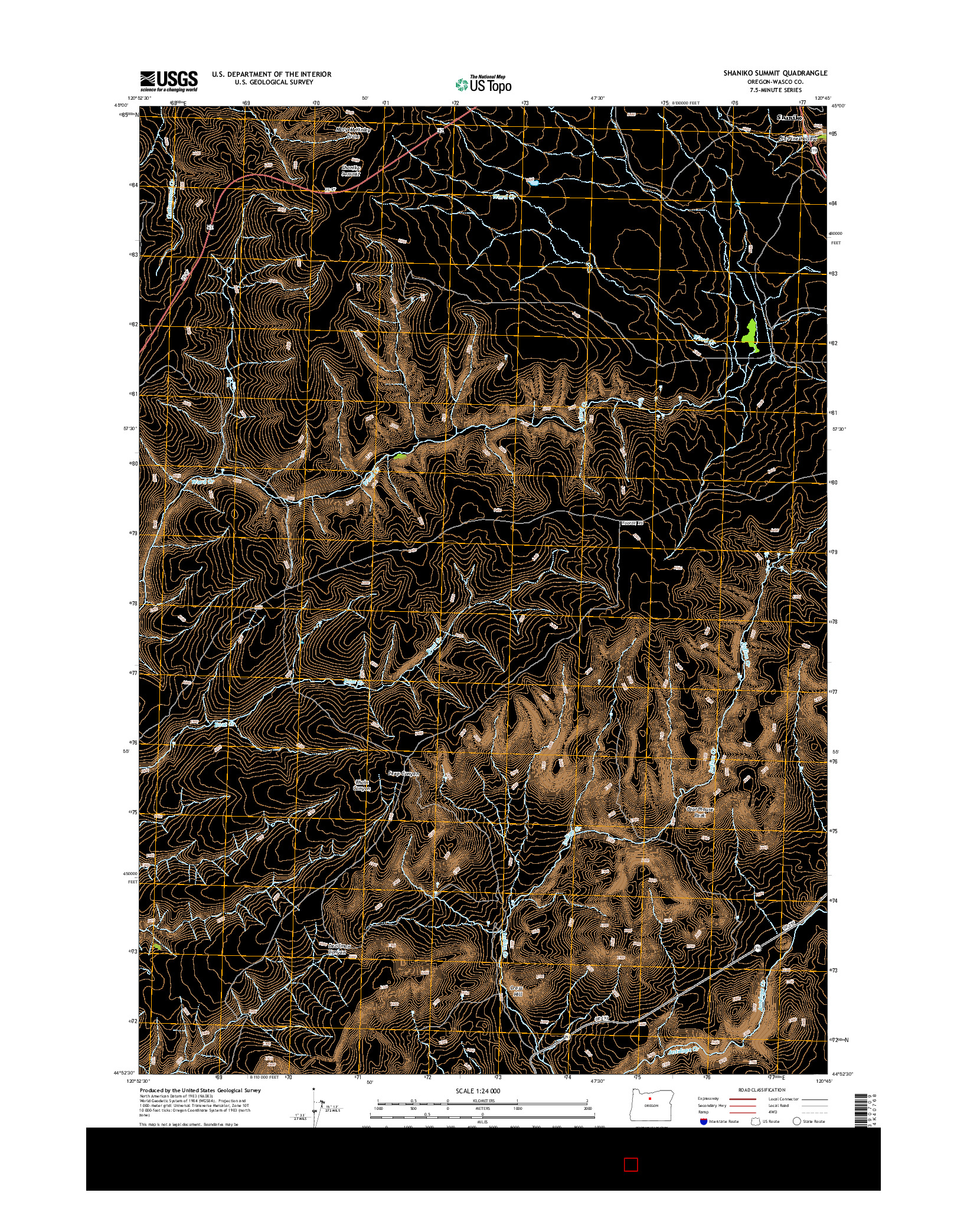 USGS US TOPO 7.5-MINUTE MAP FOR SHANIKO SUMMIT, OR 2014