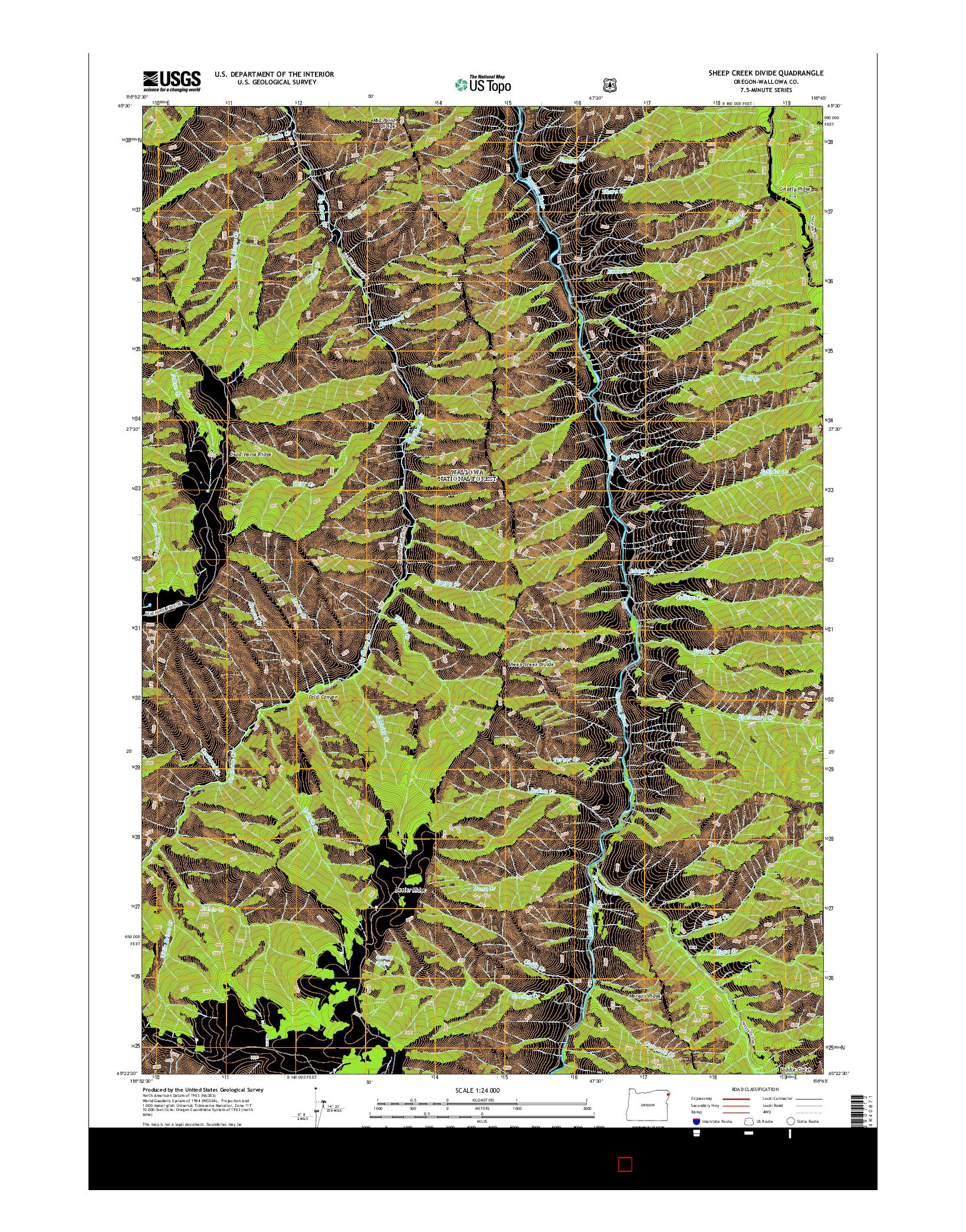 USGS US TOPO 7.5-MINUTE MAP FOR SHEEP CREEK DIVIDE, OR 2014