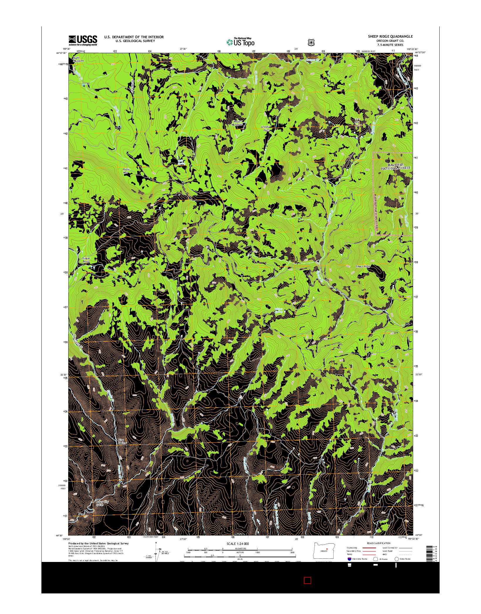 USGS US TOPO 7.5-MINUTE MAP FOR SHEEP RIDGE, OR 2014