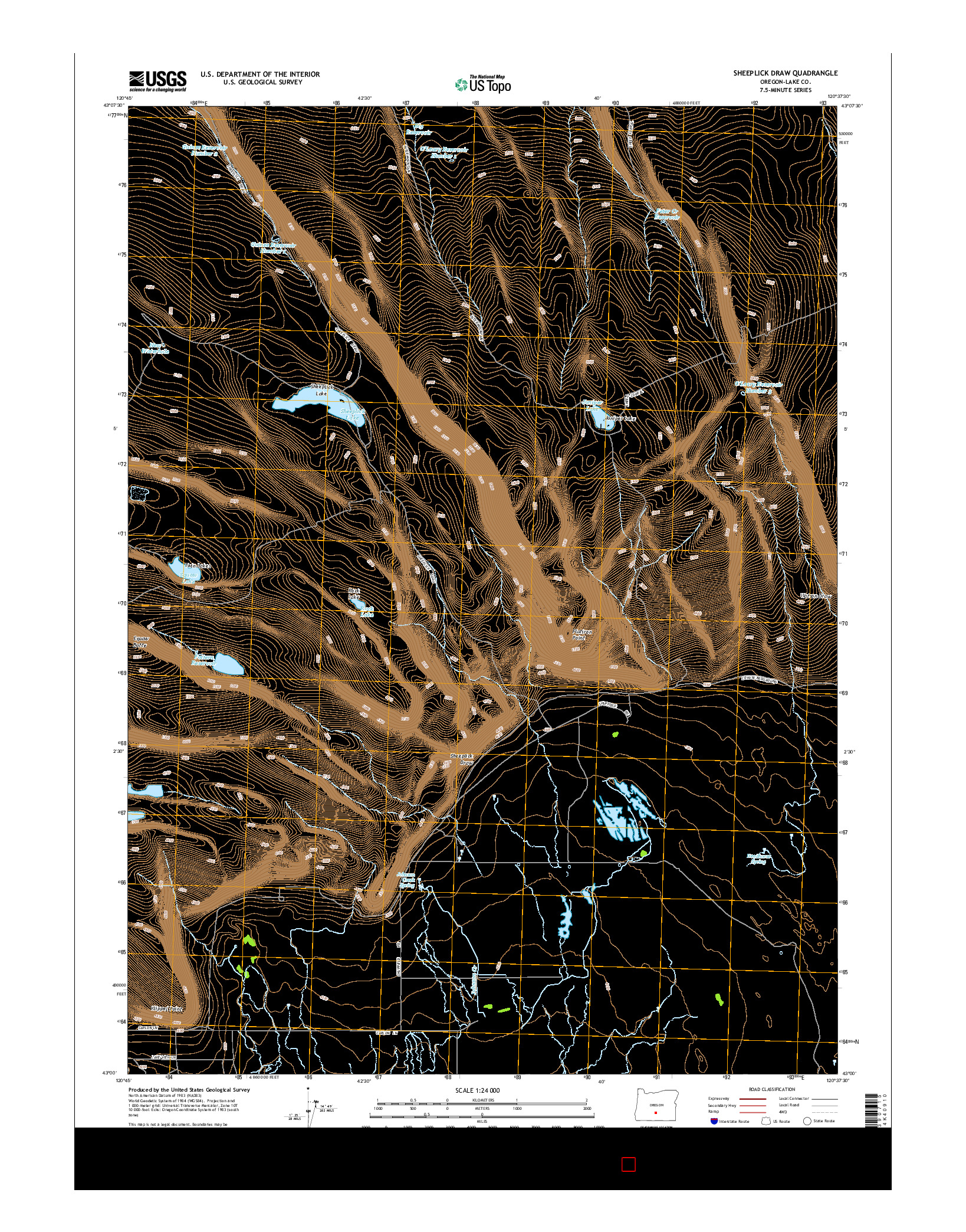 USGS US TOPO 7.5-MINUTE MAP FOR SHEEPLICK DRAW, OR 2014