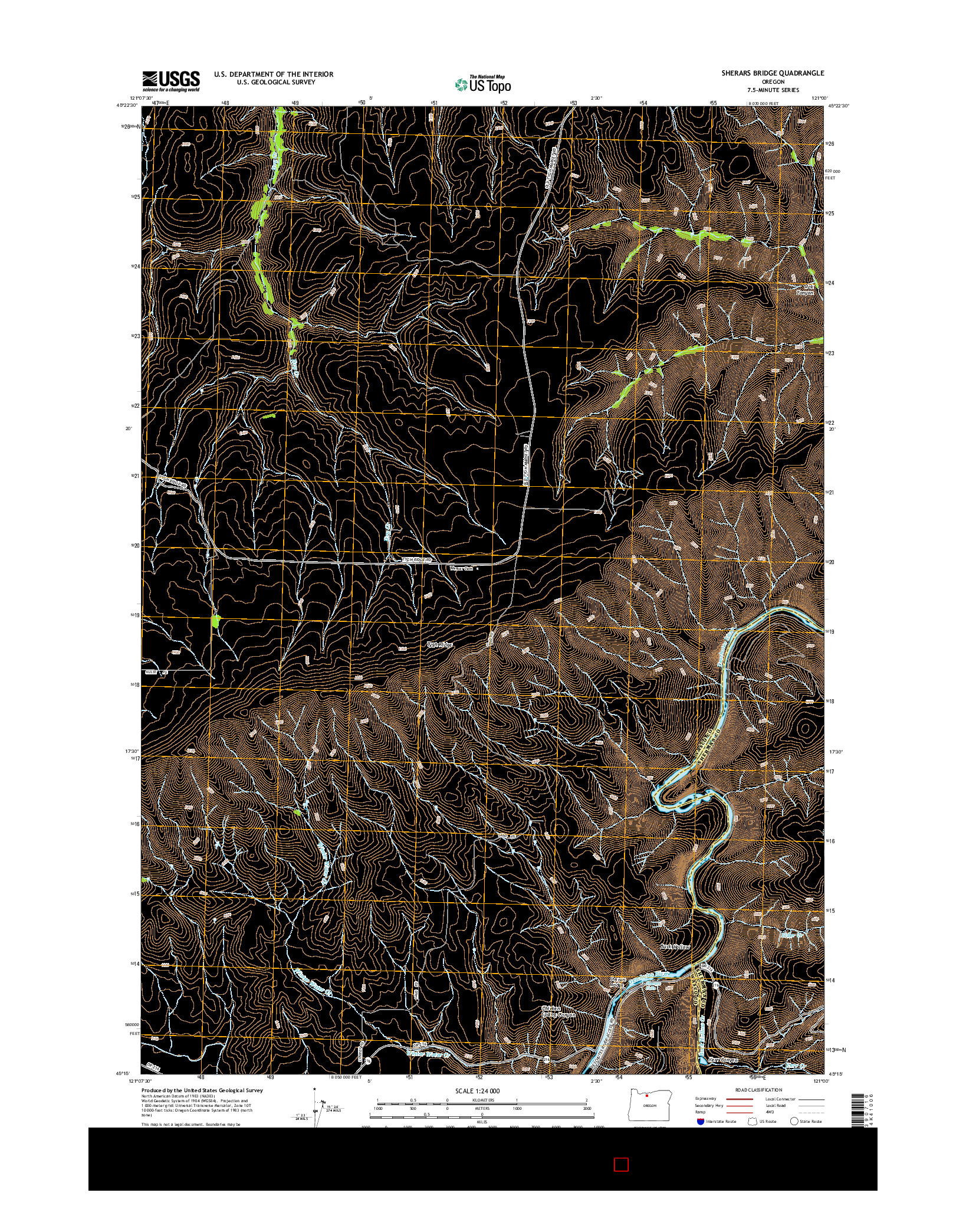 USGS US TOPO 7.5-MINUTE MAP FOR SHERARS BRIDGE, OR 2014