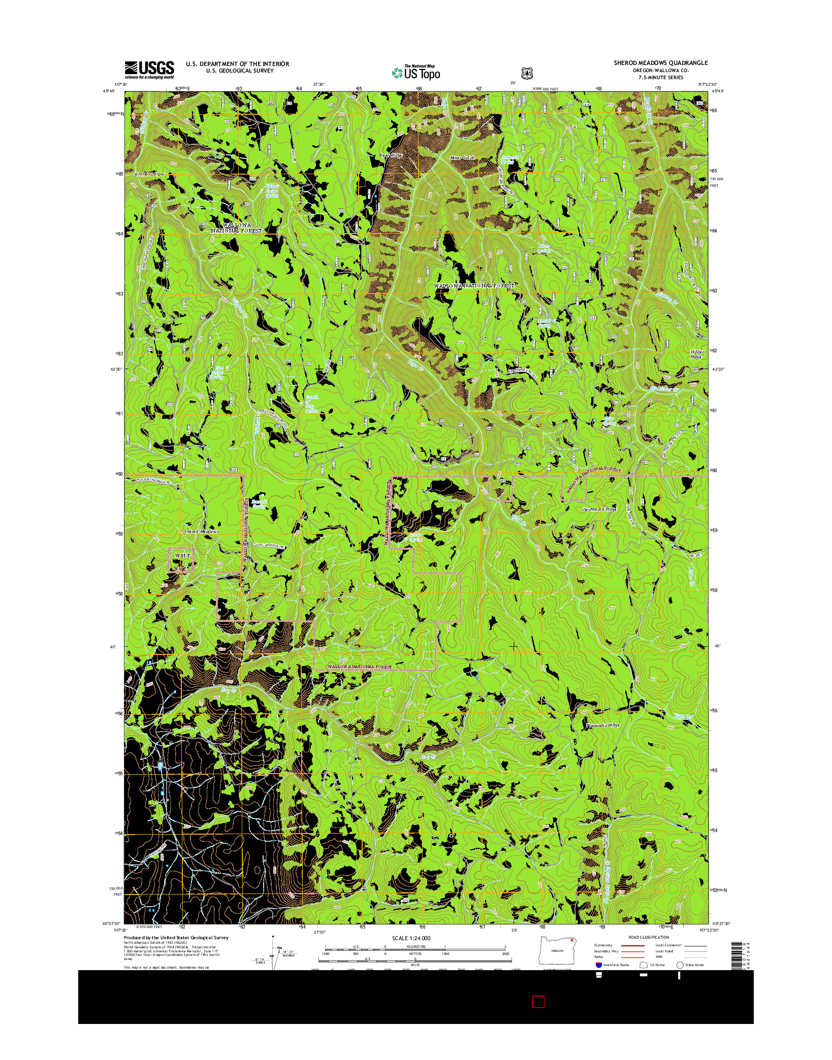 USGS US TOPO 7.5-MINUTE MAP FOR SHEROD MEADOWS, OR 2014