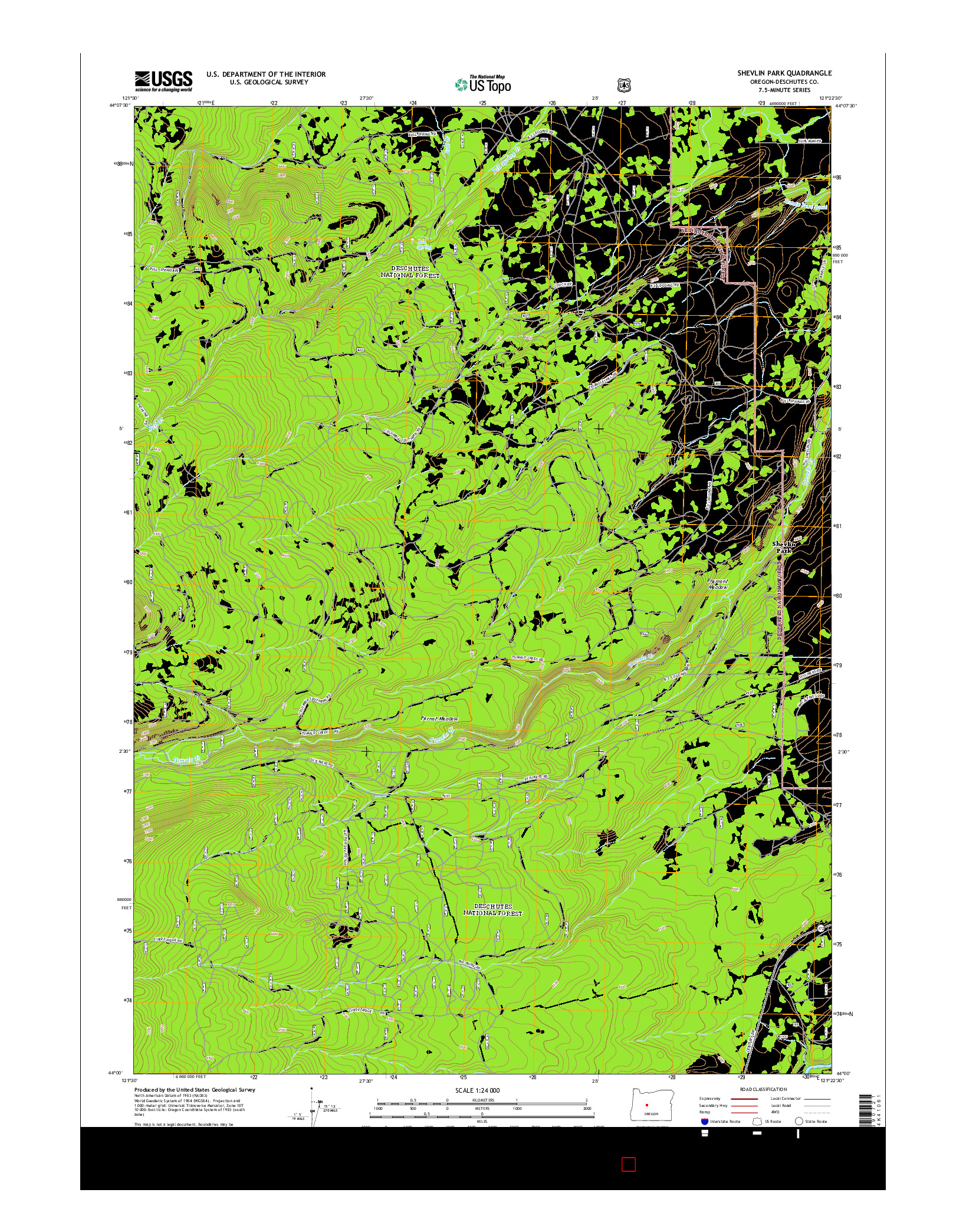 USGS US TOPO 7.5-MINUTE MAP FOR SHEVLIN PARK, OR 2014