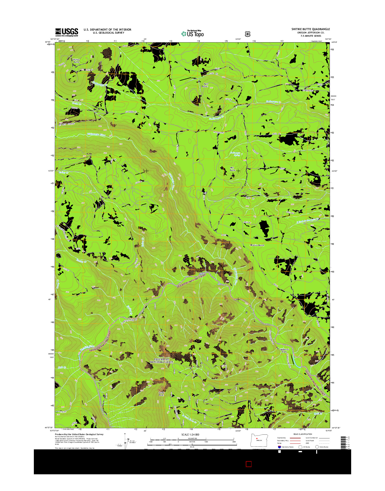 USGS US TOPO 7.5-MINUTE MAP FOR SHITIKE BUTTE, OR 2014