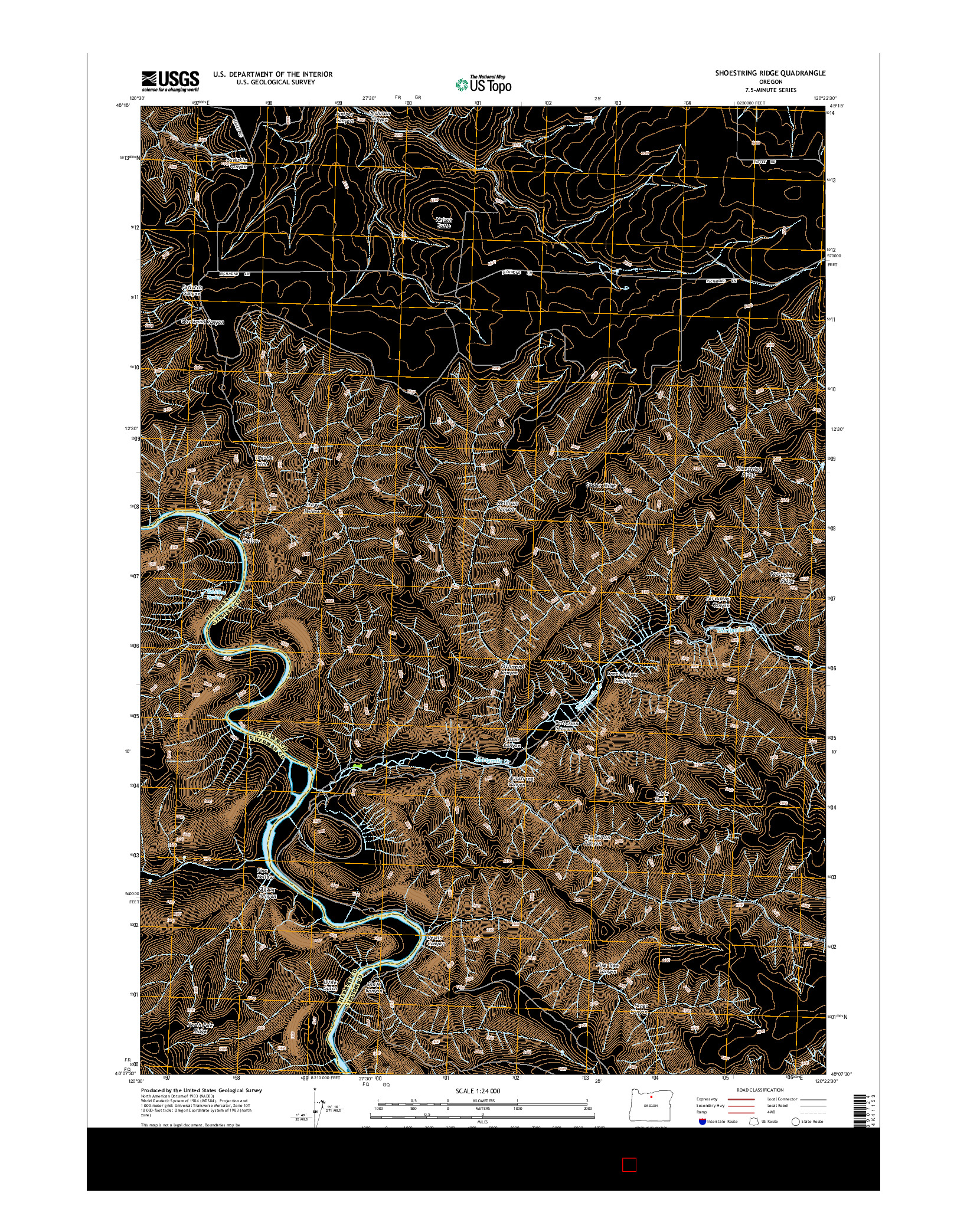 USGS US TOPO 7.5-MINUTE MAP FOR SHOESTRING RIDGE, OR 2014