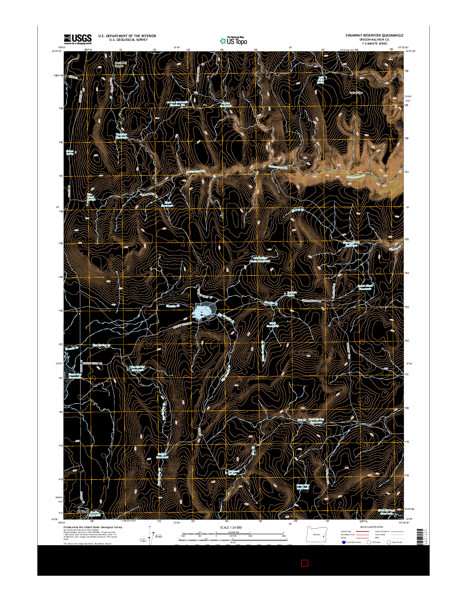 USGS US TOPO 7.5-MINUTE MAP FOR SHUMWAY RESERVOIR, OR 2014