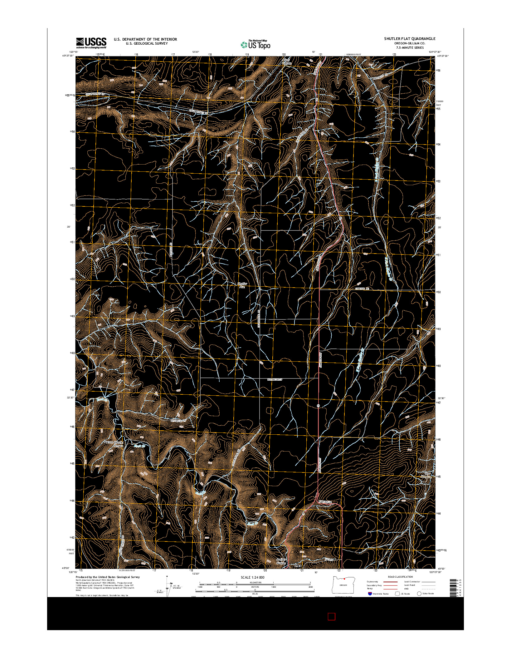 USGS US TOPO 7.5-MINUTE MAP FOR SHUTLER FLAT, OR 2014