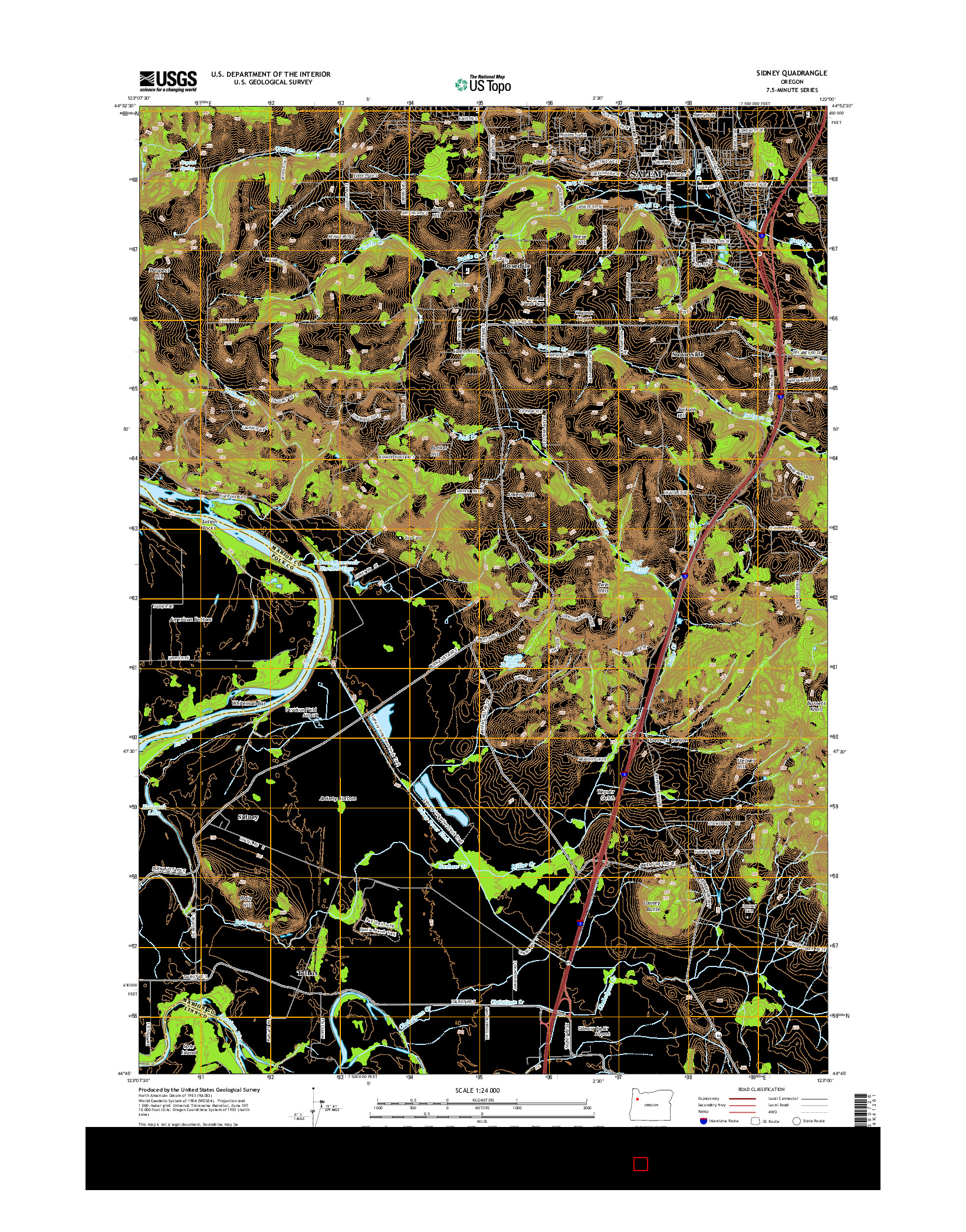 USGS US TOPO 7.5-MINUTE MAP FOR SIDNEY, OR 2014