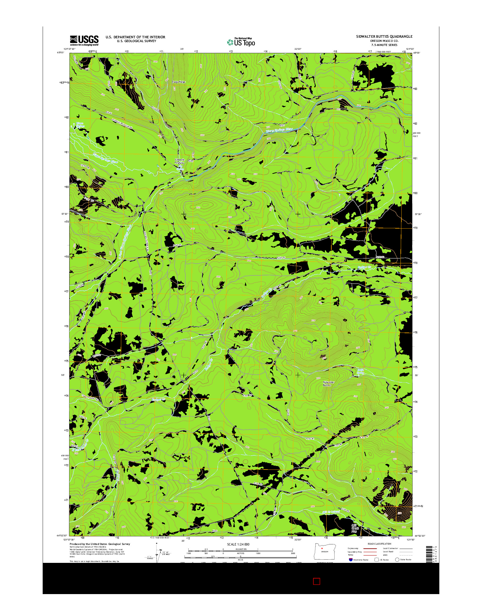 USGS US TOPO 7.5-MINUTE MAP FOR SIDWALTER BUTTES, OR 2014