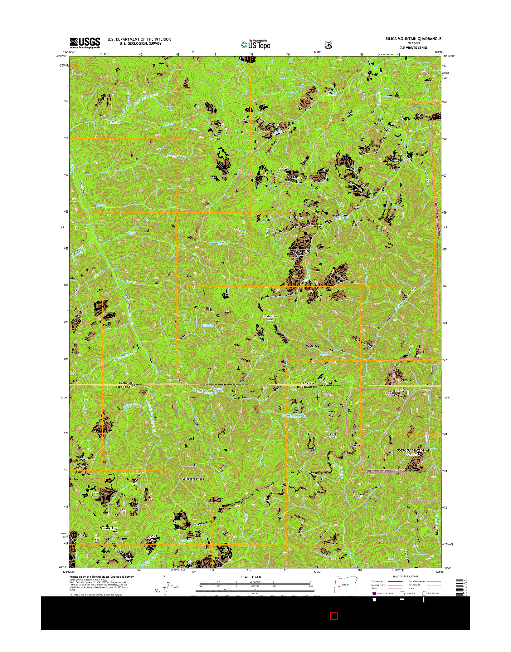 USGS US TOPO 7.5-MINUTE MAP FOR SILICA MOUNTAIN, OR 2014
