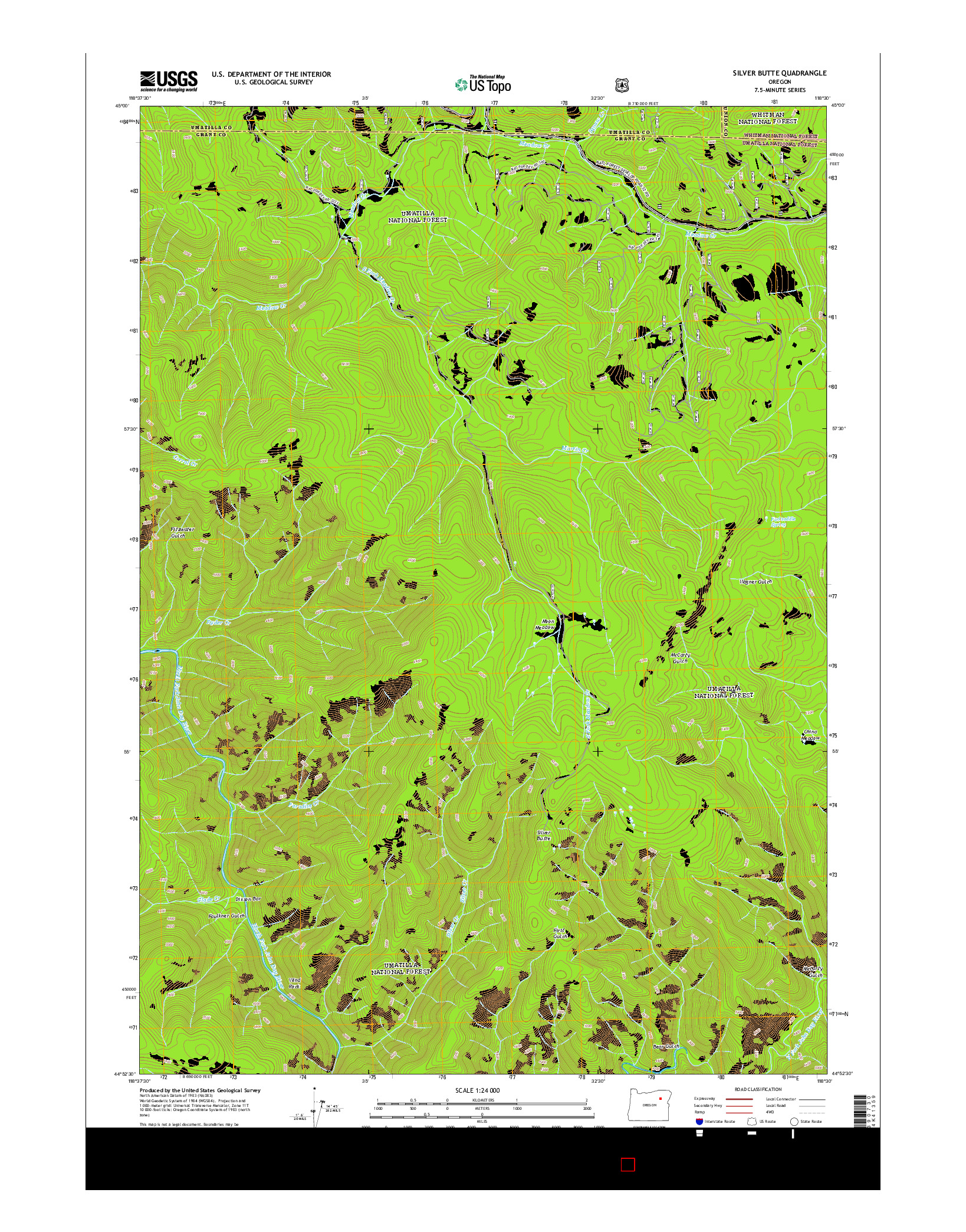 USGS US TOPO 7.5-MINUTE MAP FOR SILVER BUTTE, OR 2014