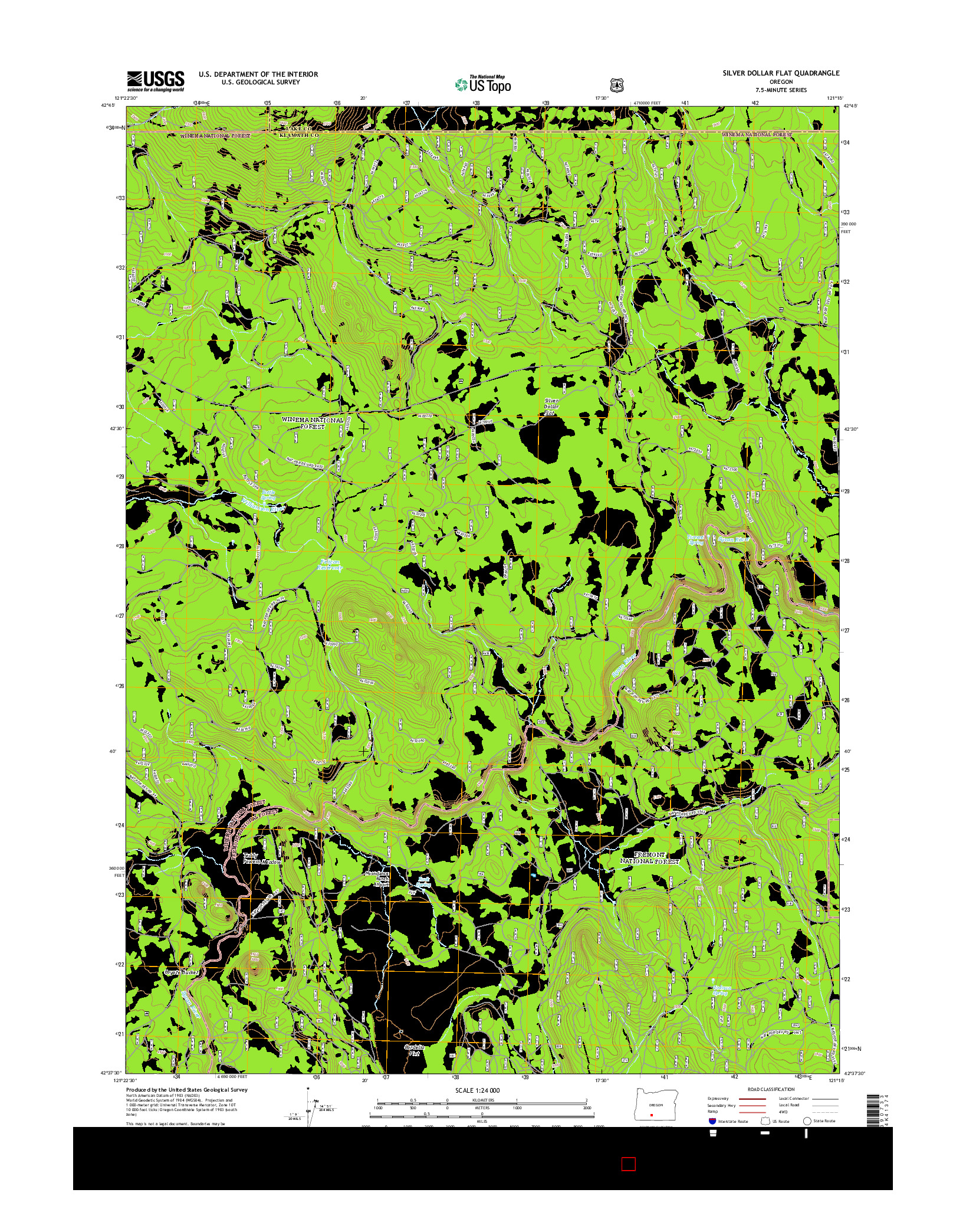 USGS US TOPO 7.5-MINUTE MAP FOR SILVER DOLLAR FLAT, OR 2014