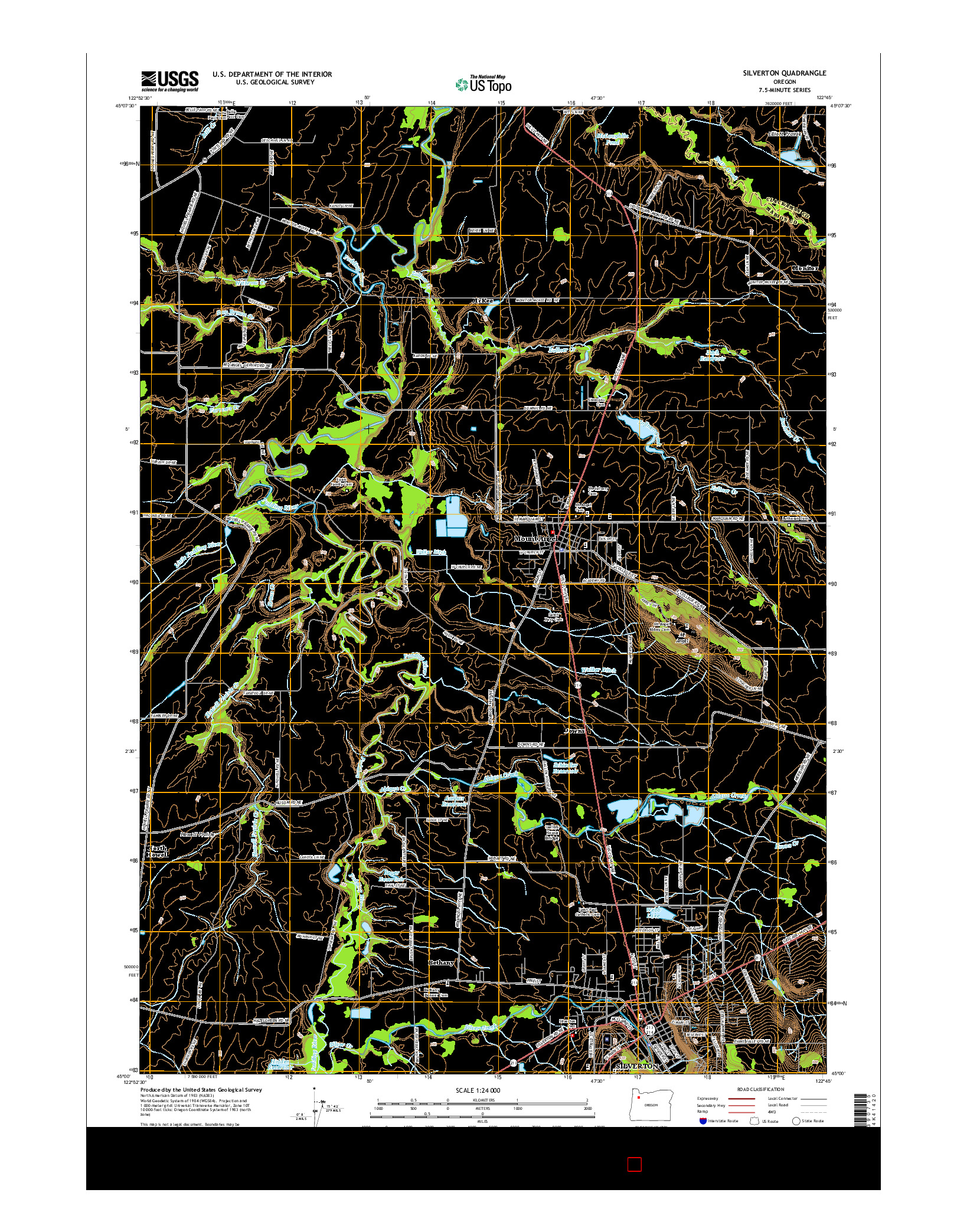 USGS US TOPO 7.5-MINUTE MAP FOR SILVERTON, OR 2014