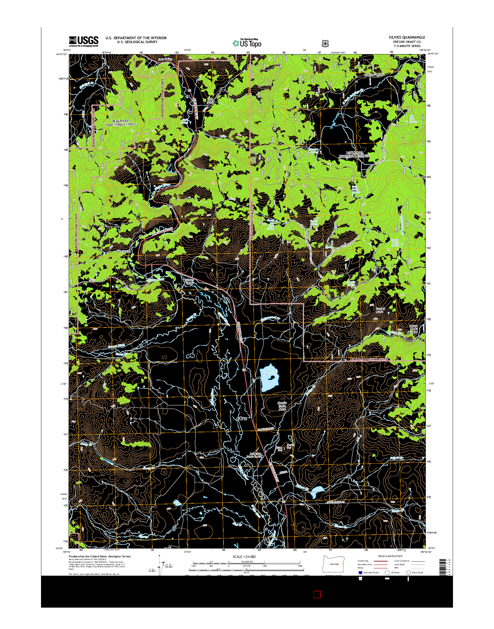 USGS US TOPO 7.5-MINUTE MAP FOR SILVIES, OR 2014