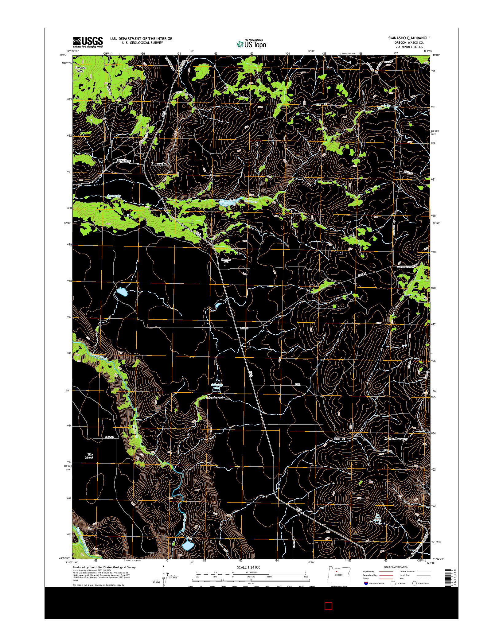 USGS US TOPO 7.5-MINUTE MAP FOR SIMNASHO, OR 2014