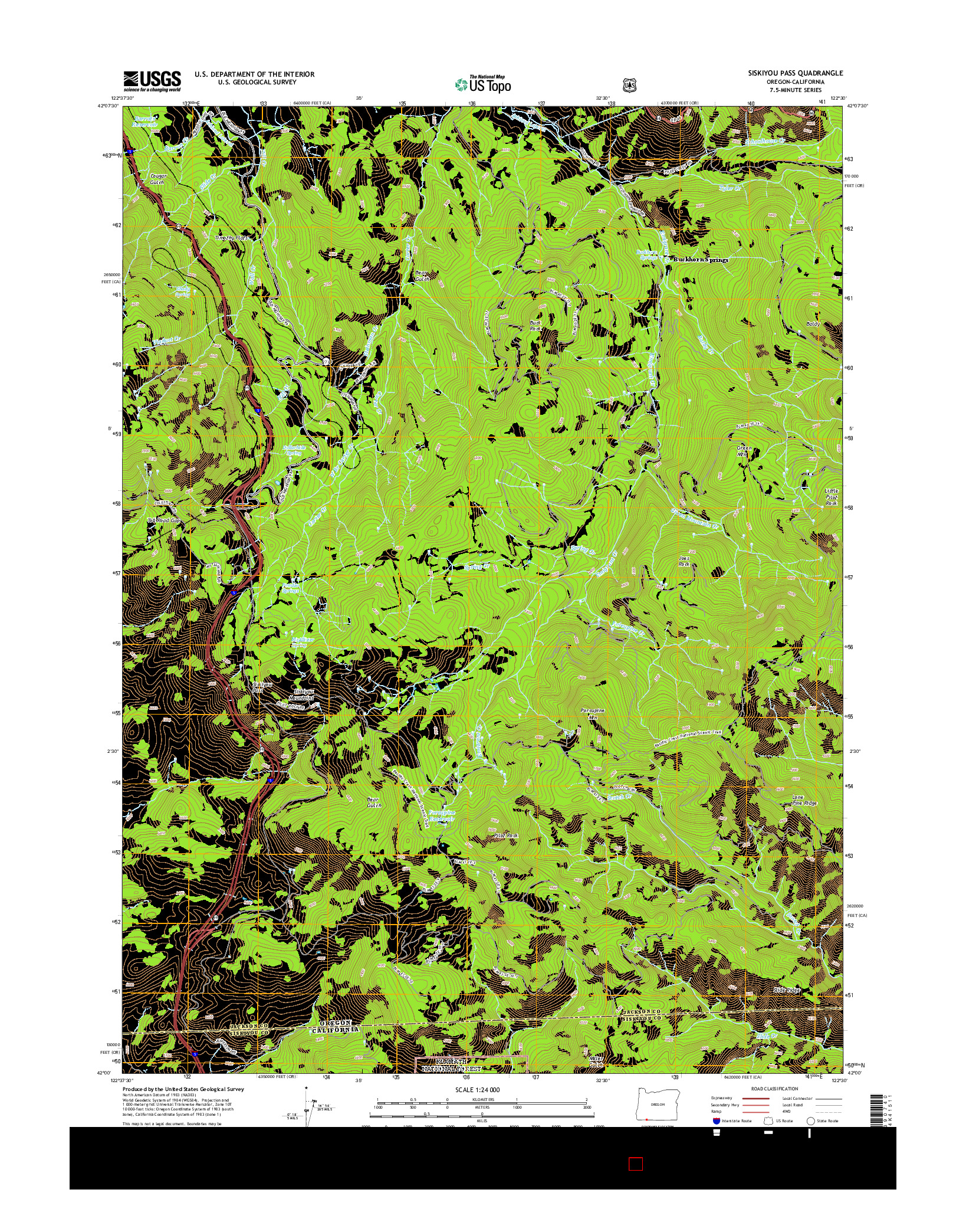 USGS US TOPO 7.5-MINUTE MAP FOR SISKIYOU PASS, OR-CA 2014