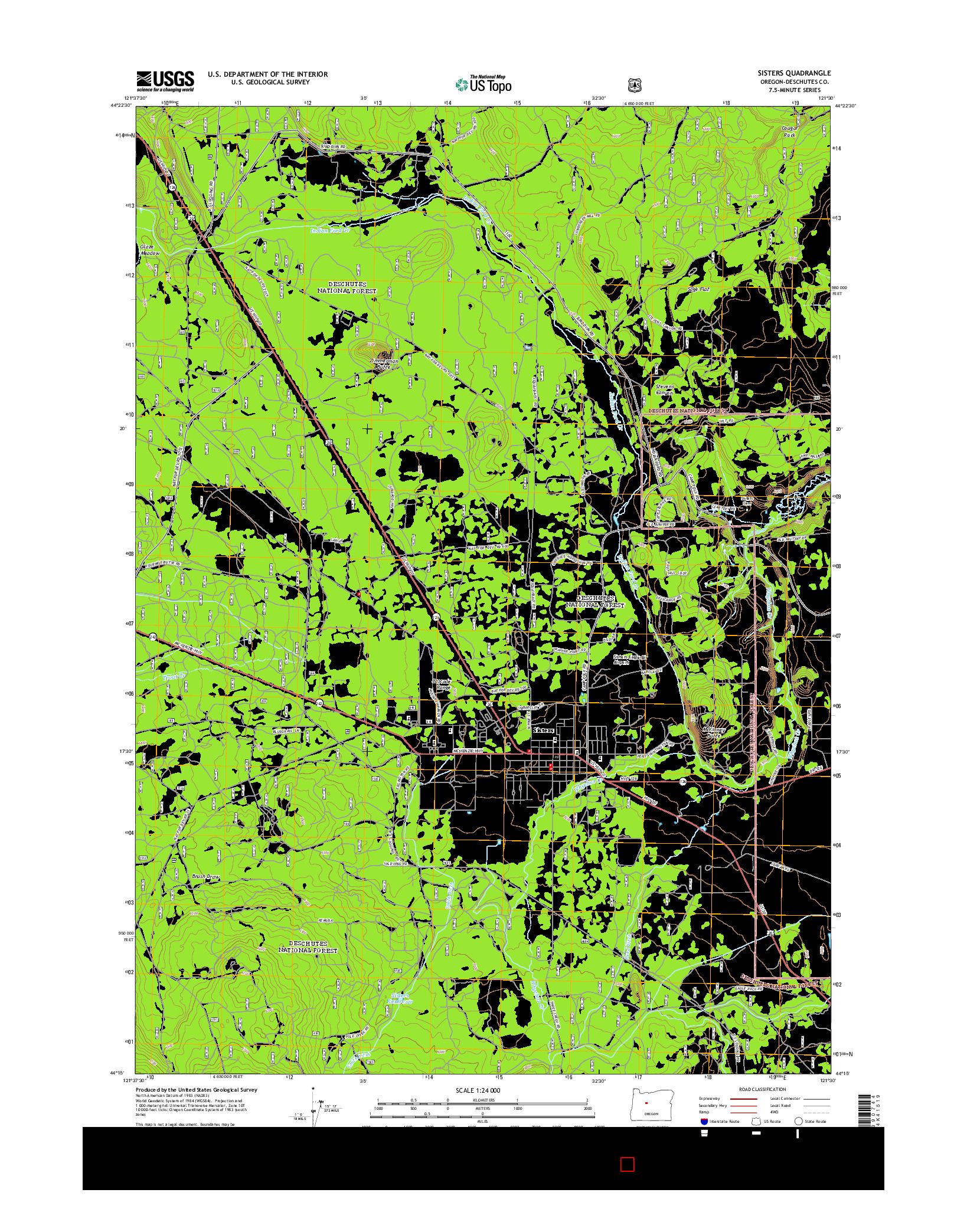 USGS US TOPO 7.5-MINUTE MAP FOR SISTERS, OR 2014