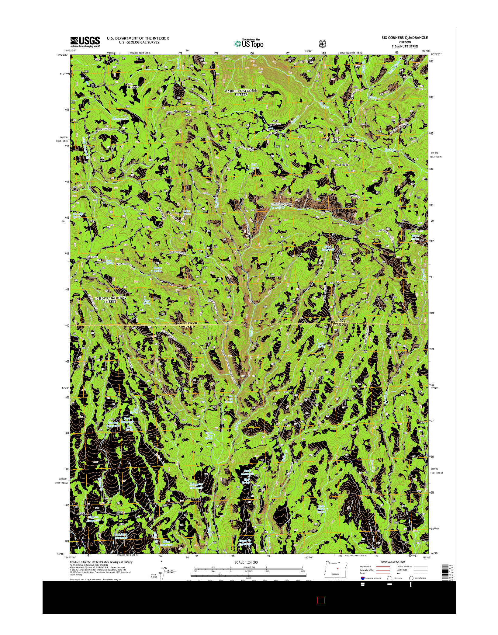 USGS US TOPO 7.5-MINUTE MAP FOR SIX CORNERS, OR 2014