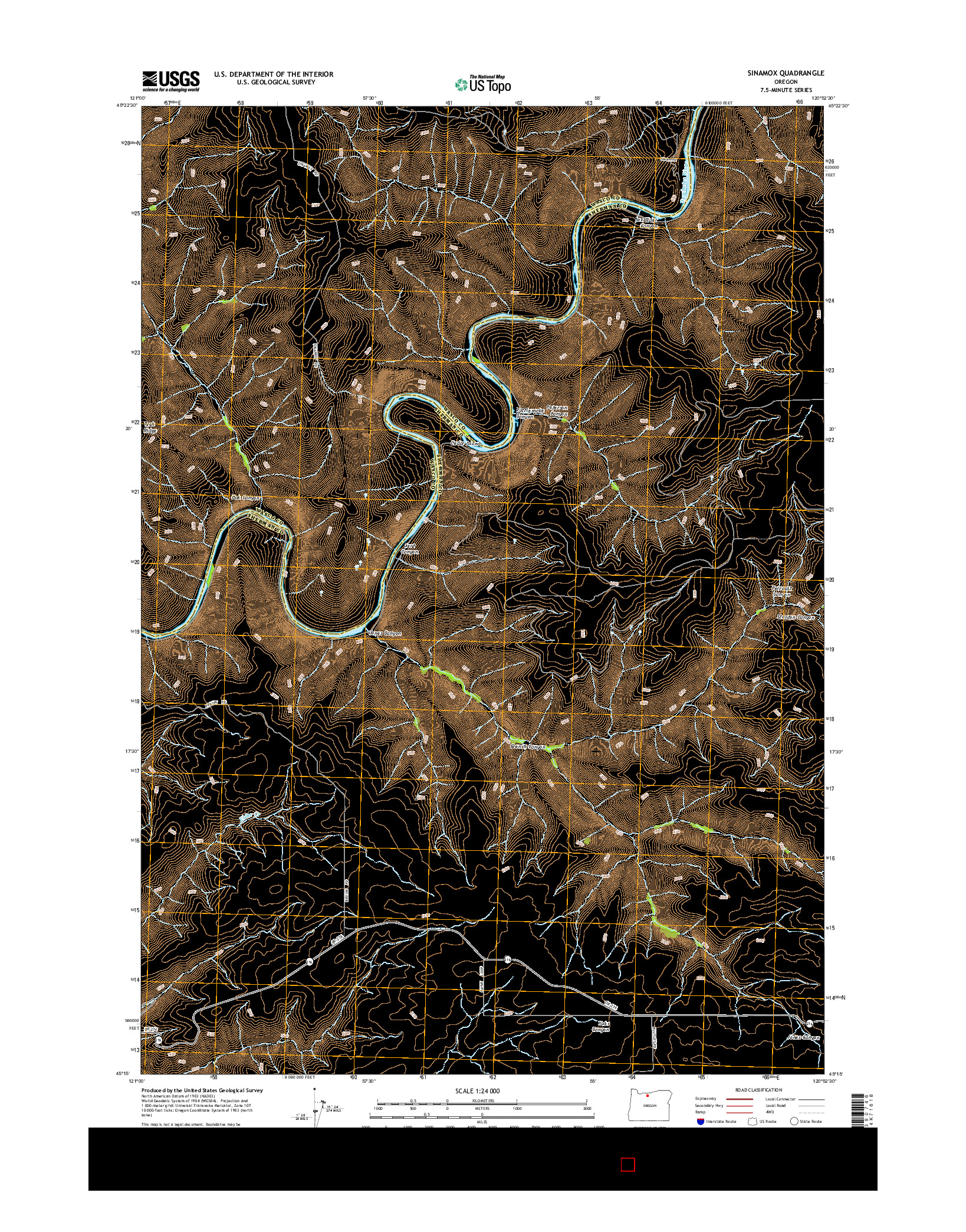 USGS US TOPO 7.5-MINUTE MAP FOR SINAMOX, OR 2014