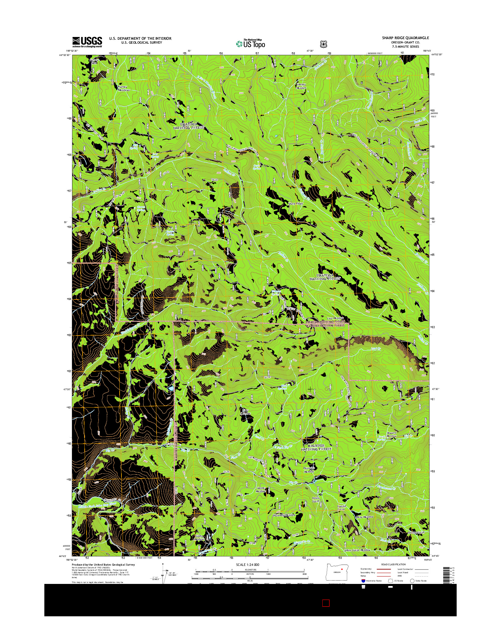 USGS US TOPO 7.5-MINUTE MAP FOR SHARP RIDGE, OR 2014