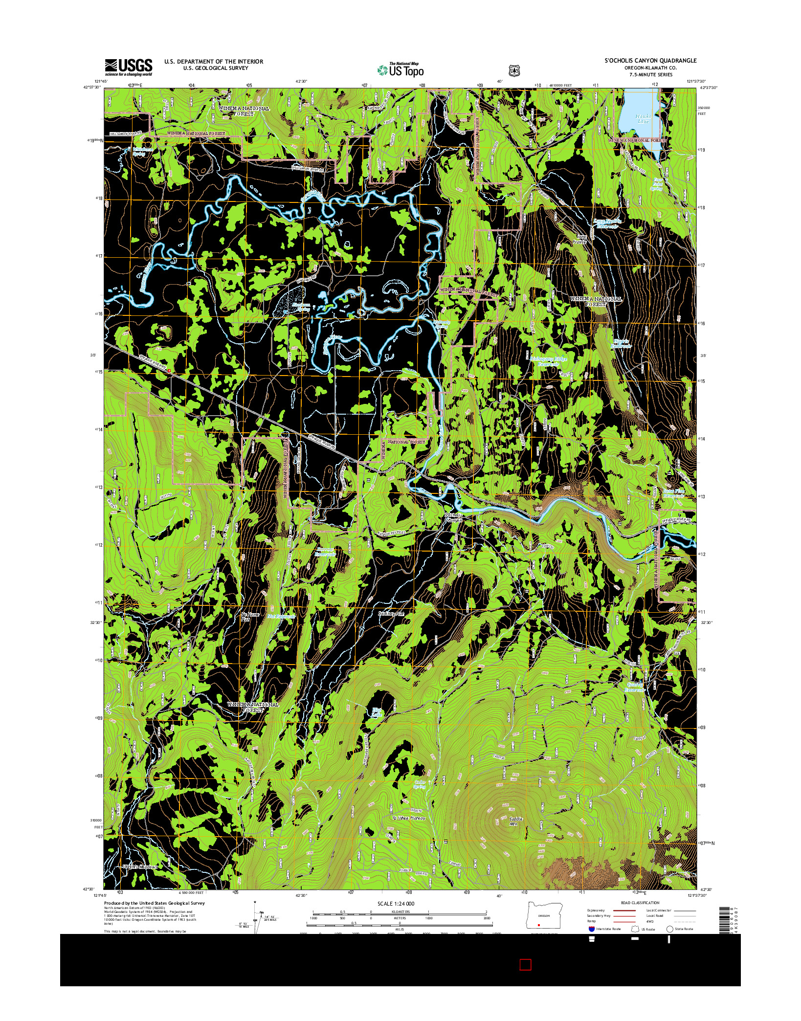 USGS US TOPO 7.5-MINUTE MAP FOR S'OCHOLIS CANYON, OR 2014