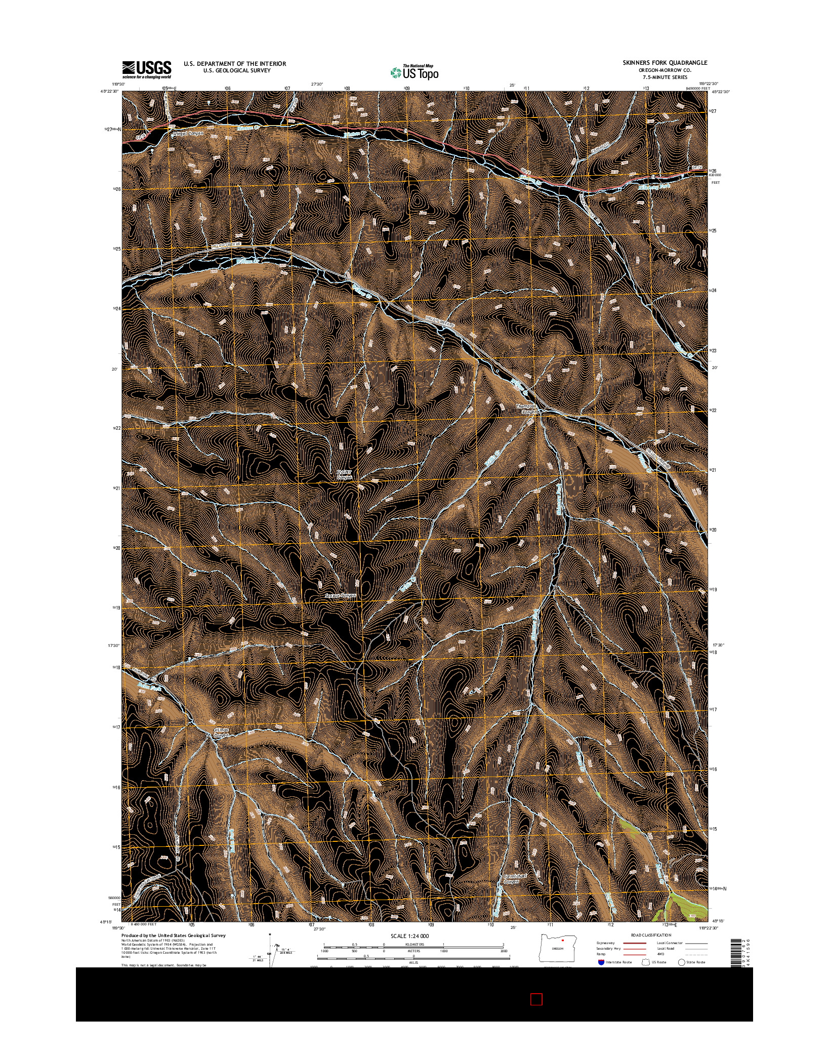 USGS US TOPO 7.5-MINUTE MAP FOR SKINNERS FORK, OR 2014