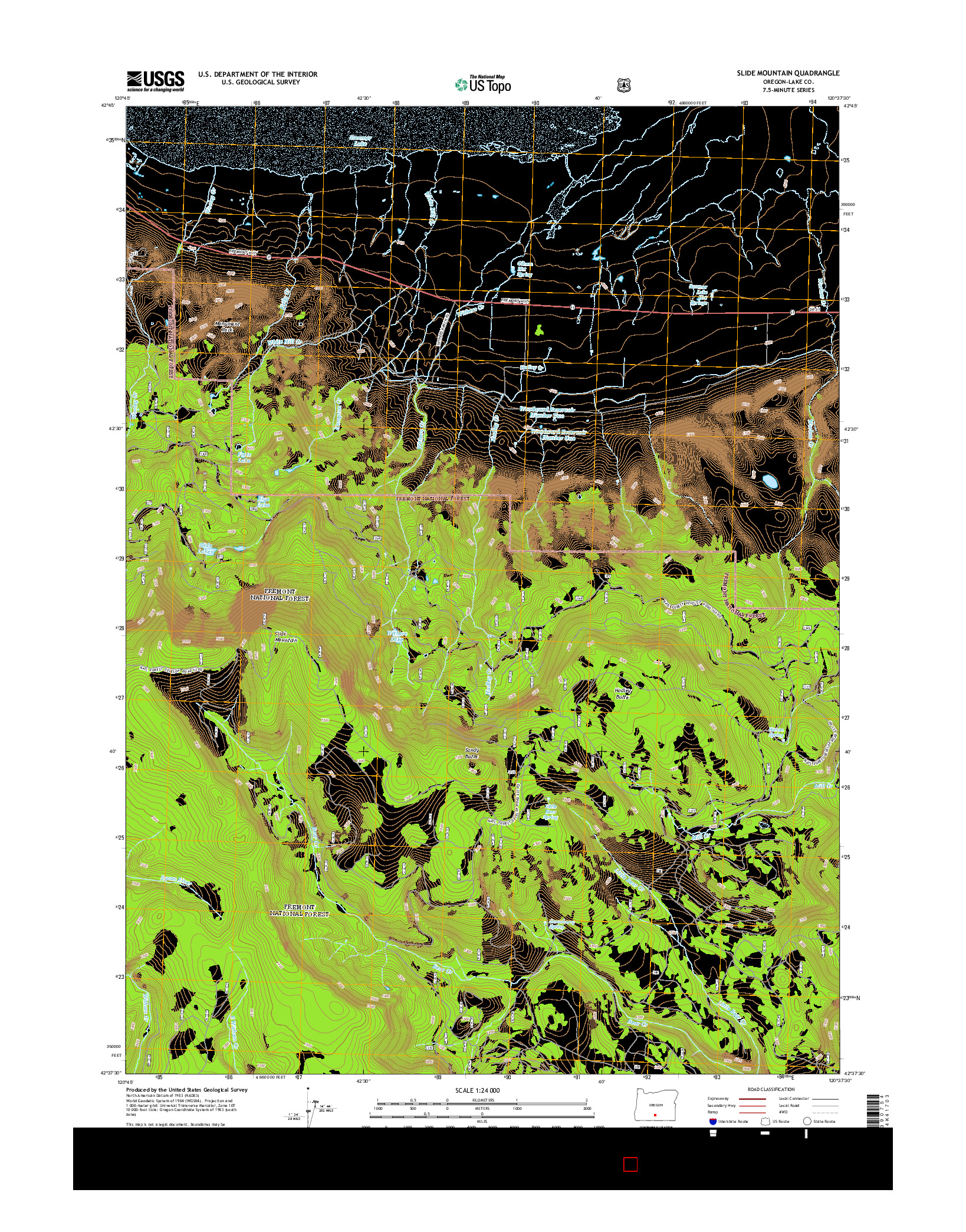 USGS US TOPO 7.5-MINUTE MAP FOR SLIDE MOUNTAIN, OR 2014