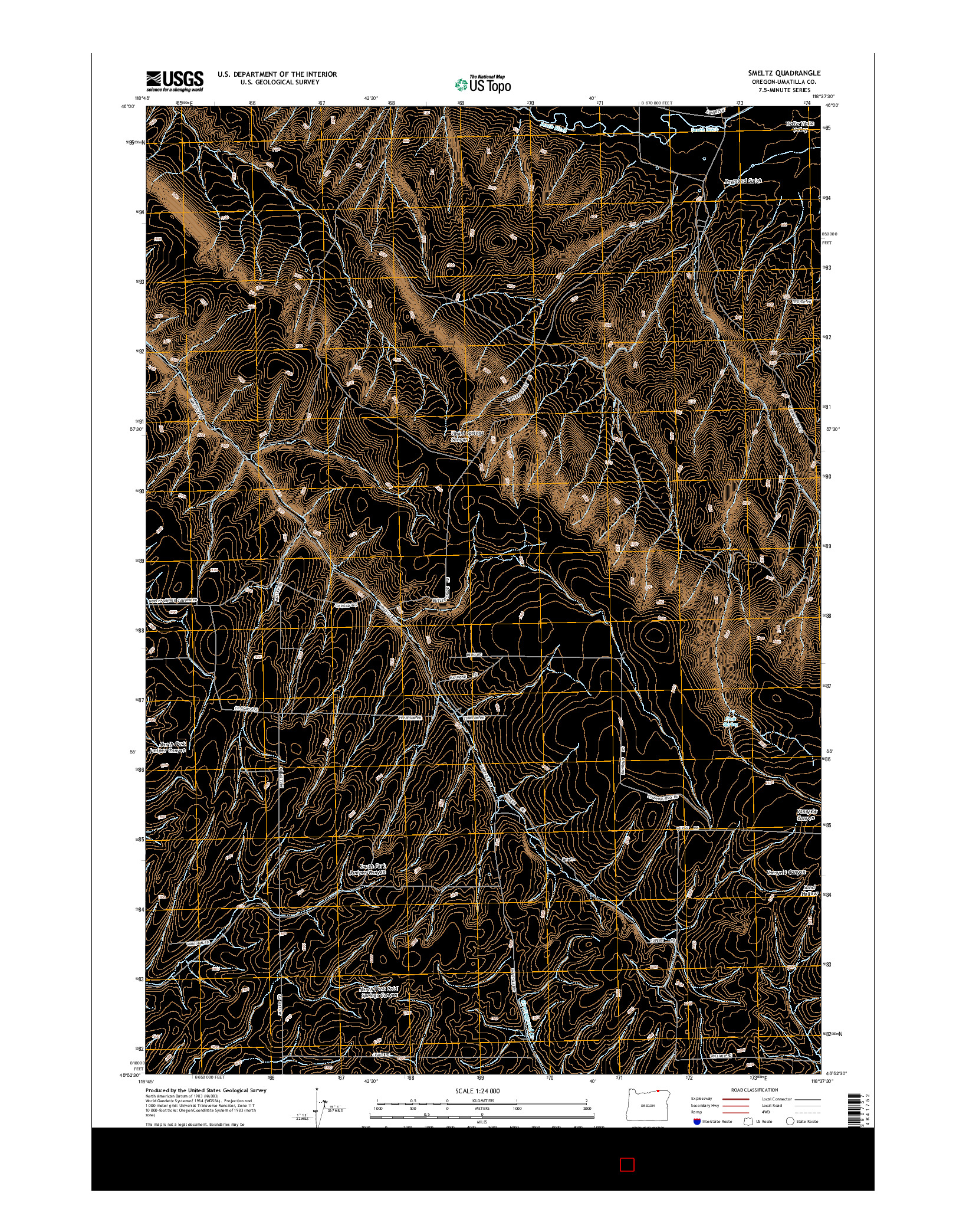 USGS US TOPO 7.5-MINUTE MAP FOR SMELTZ, OR 2014