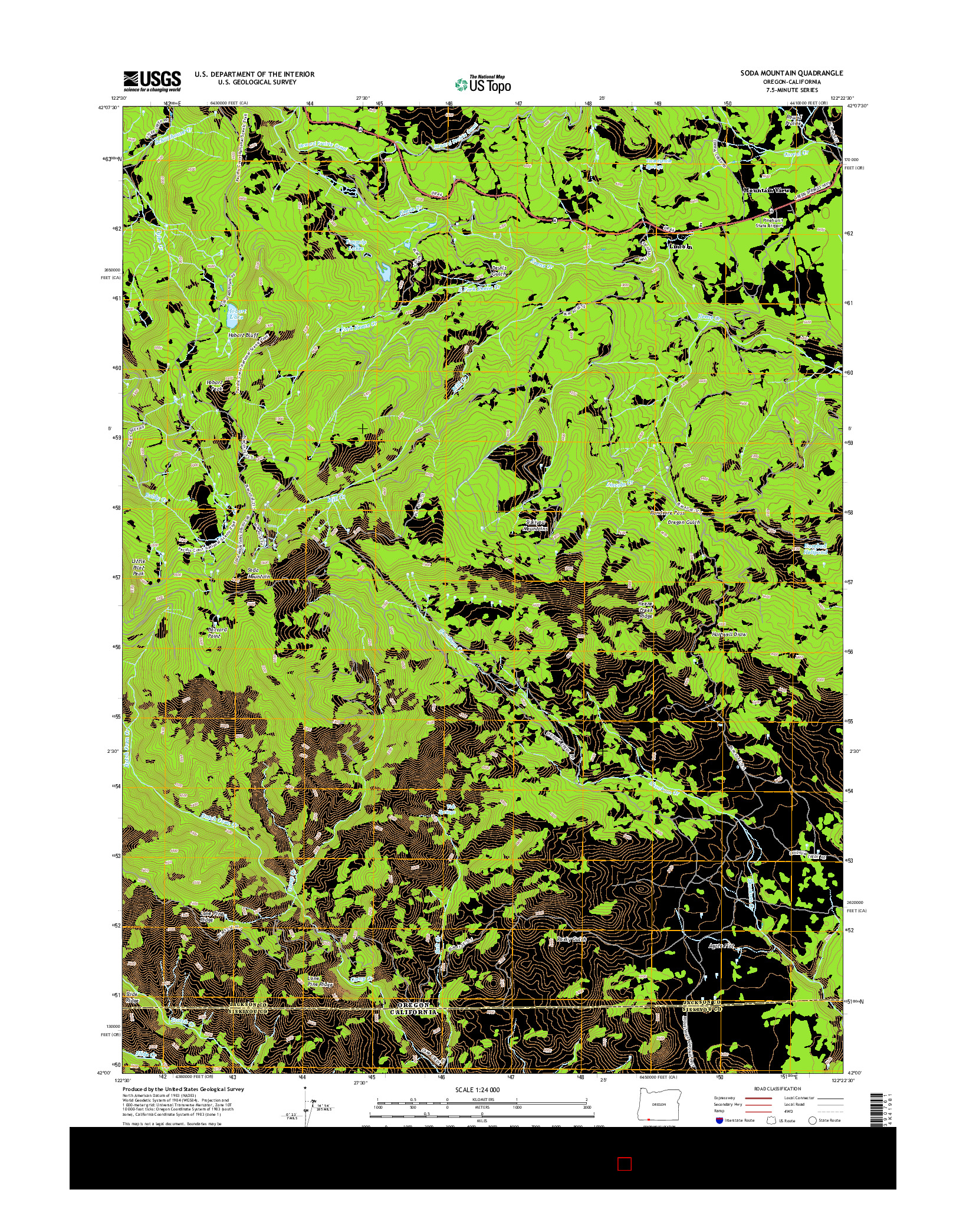 USGS US TOPO 7.5-MINUTE MAP FOR SODA MOUNTAIN, OR-CA 2014