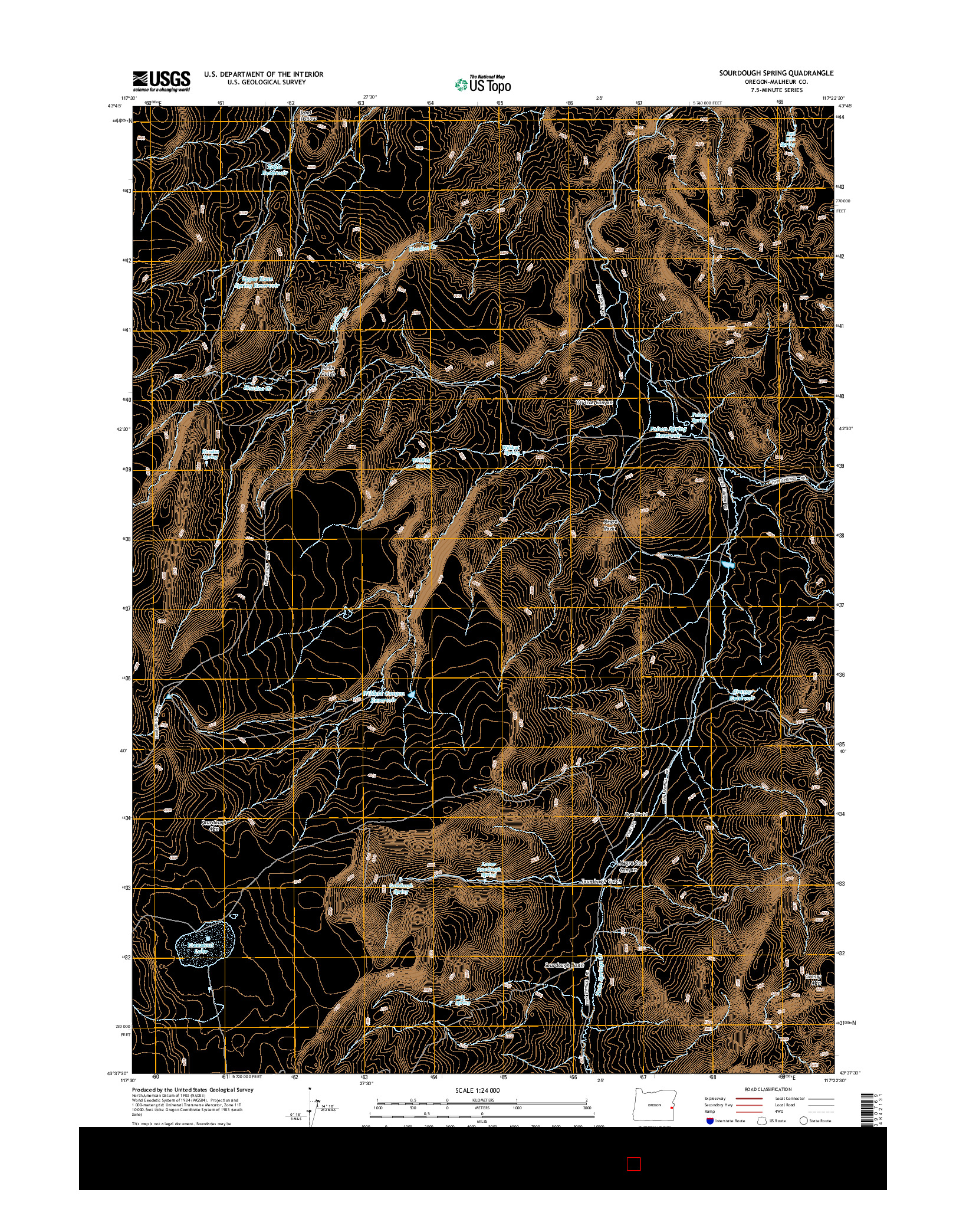 USGS US TOPO 7.5-MINUTE MAP FOR SOURDOUGH SPRING, OR 2014