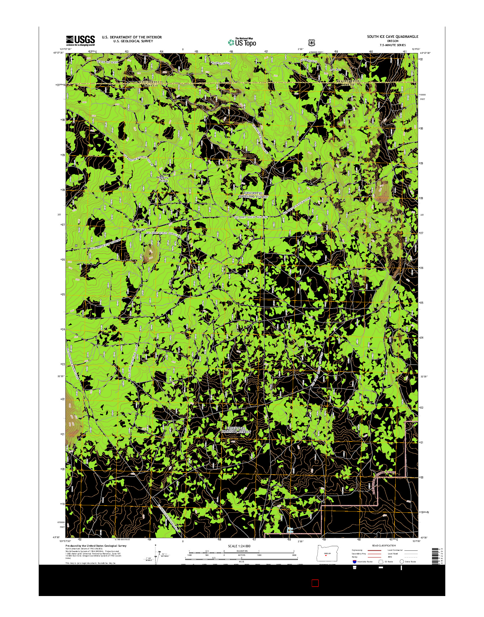 USGS US TOPO 7.5-MINUTE MAP FOR SOUTH ICE CAVE, OR 2014