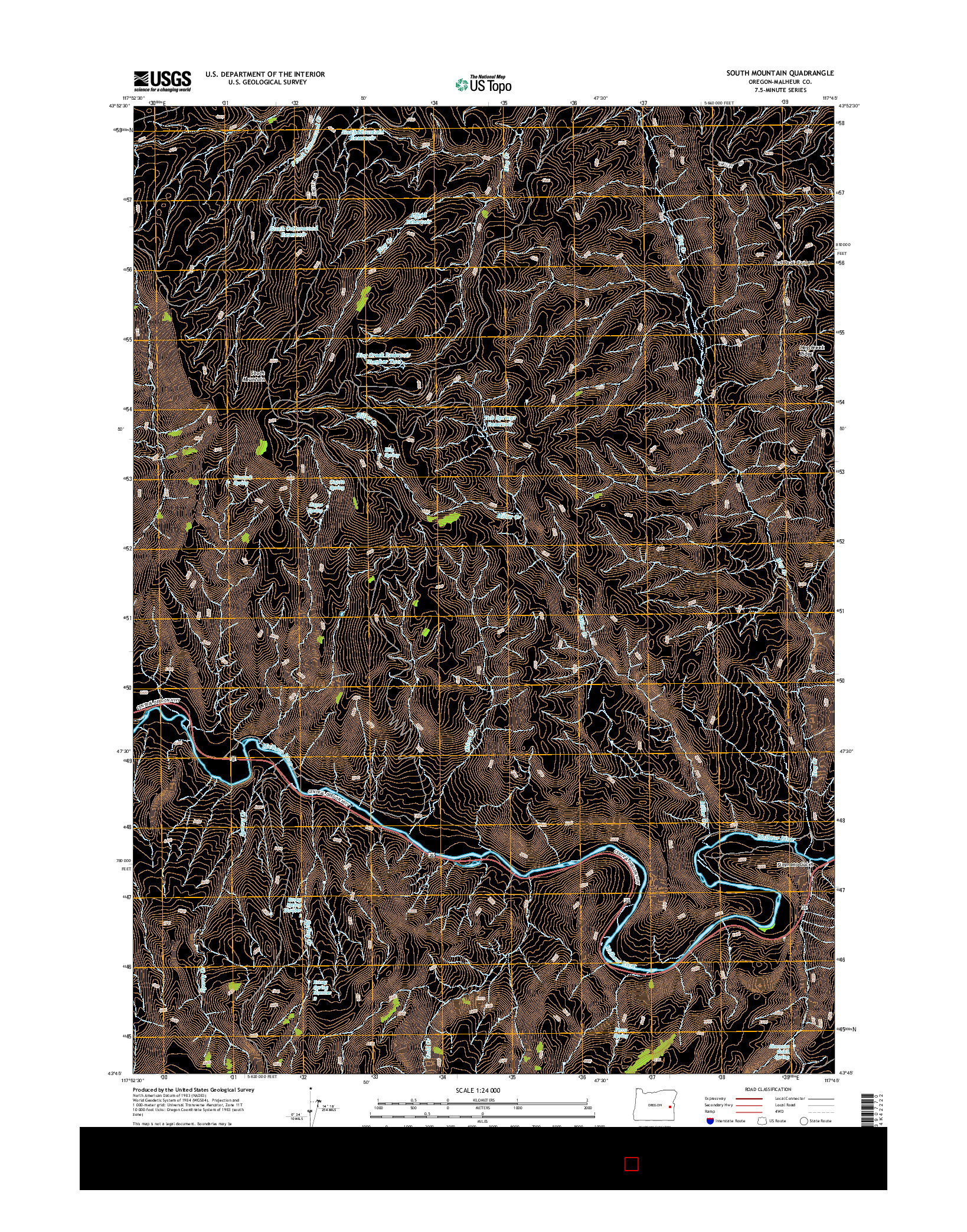 USGS US TOPO 7.5-MINUTE MAP FOR SOUTH MOUNTAIN, OR 2014