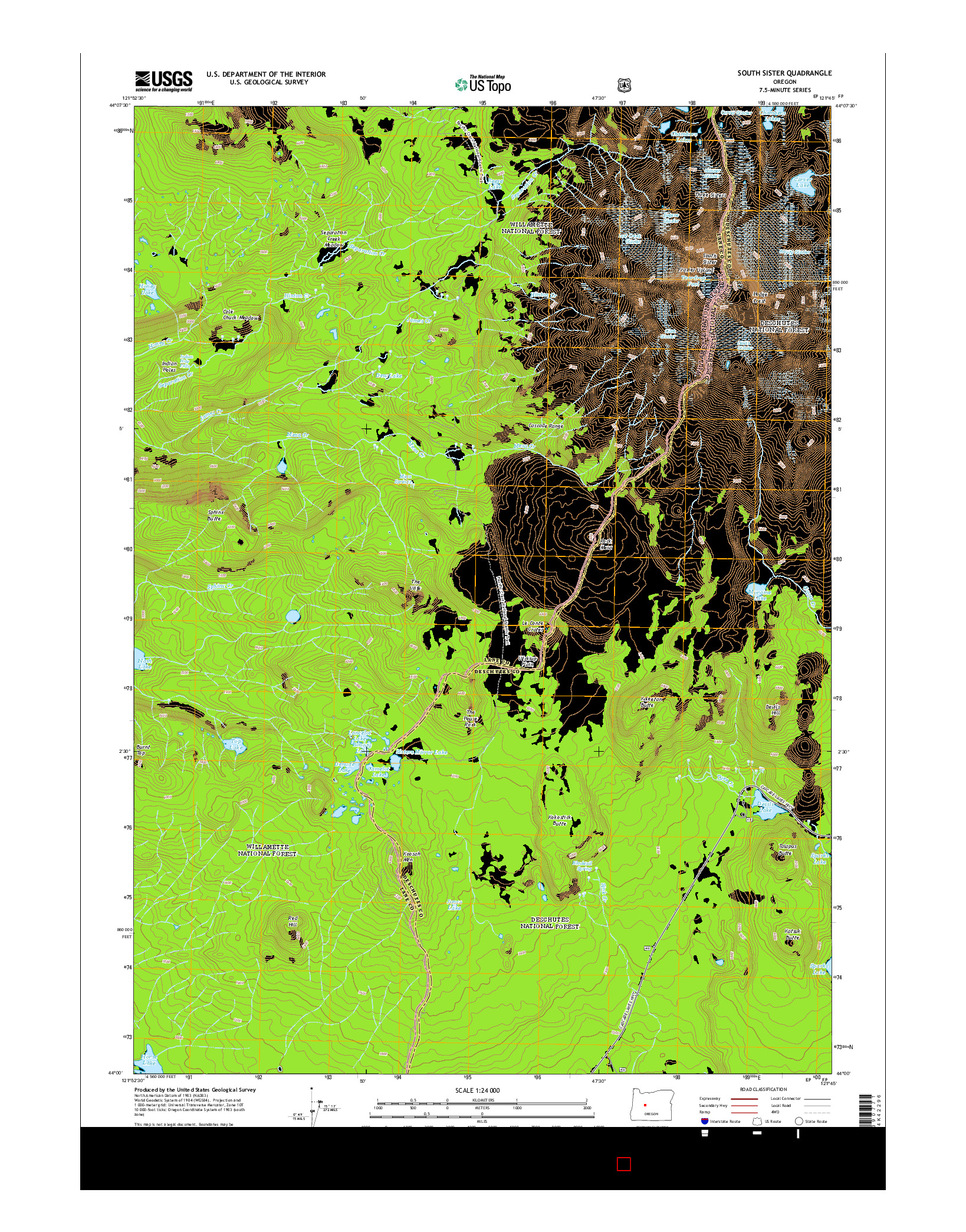 USGS US TOPO 7.5-MINUTE MAP FOR SOUTH SISTER, OR 2014