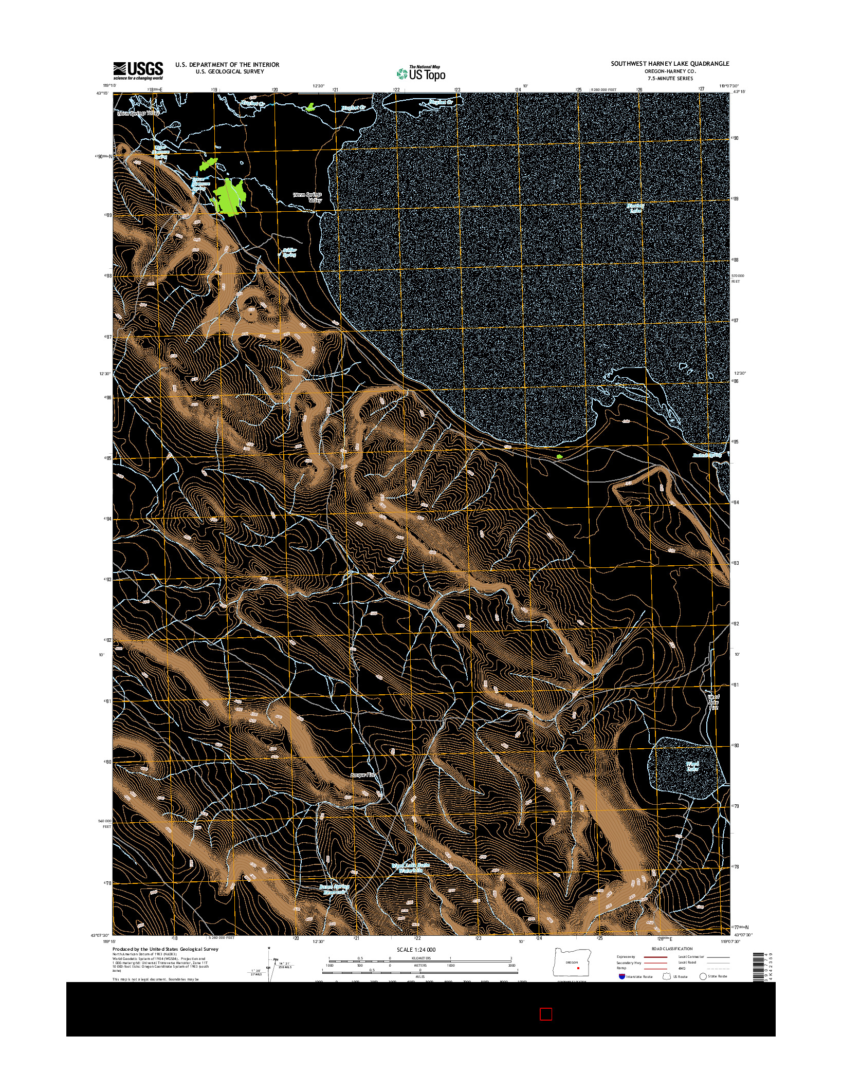 USGS US TOPO 7.5-MINUTE MAP FOR SOUTHWEST HARNEY LAKE, OR 2014