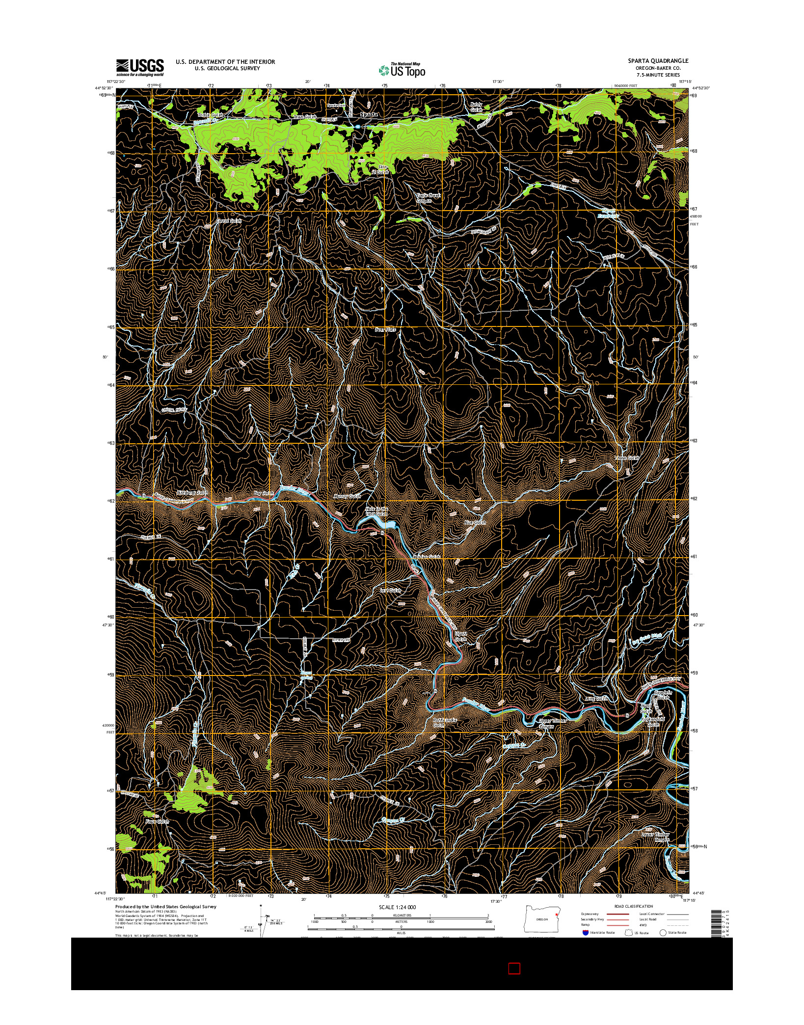 USGS US TOPO 7.5-MINUTE MAP FOR SPARTA, OR 2014