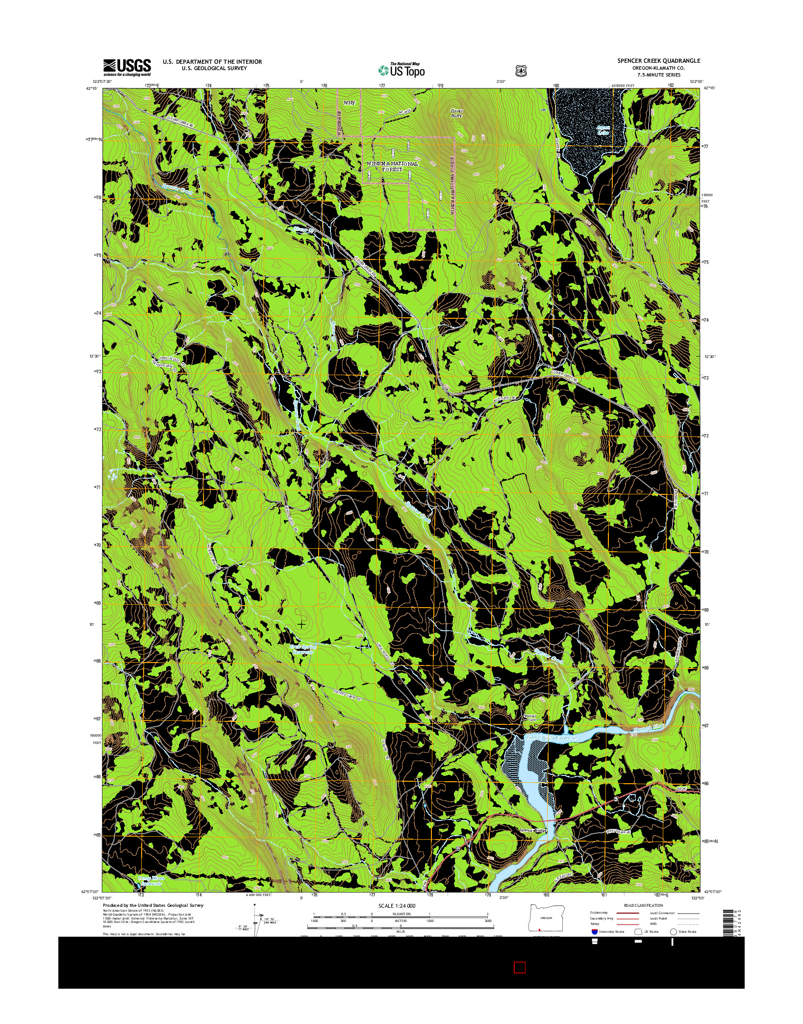 USGS US TOPO 7.5-MINUTE MAP FOR SPENCER CREEK, OR 2014