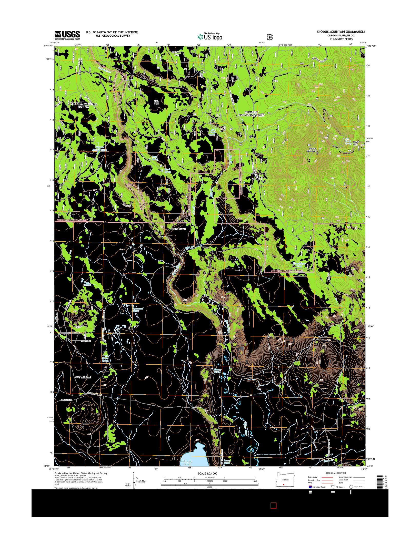 USGS US TOPO 7.5-MINUTE MAP FOR SPODUE MOUNTAIN, OR 2014