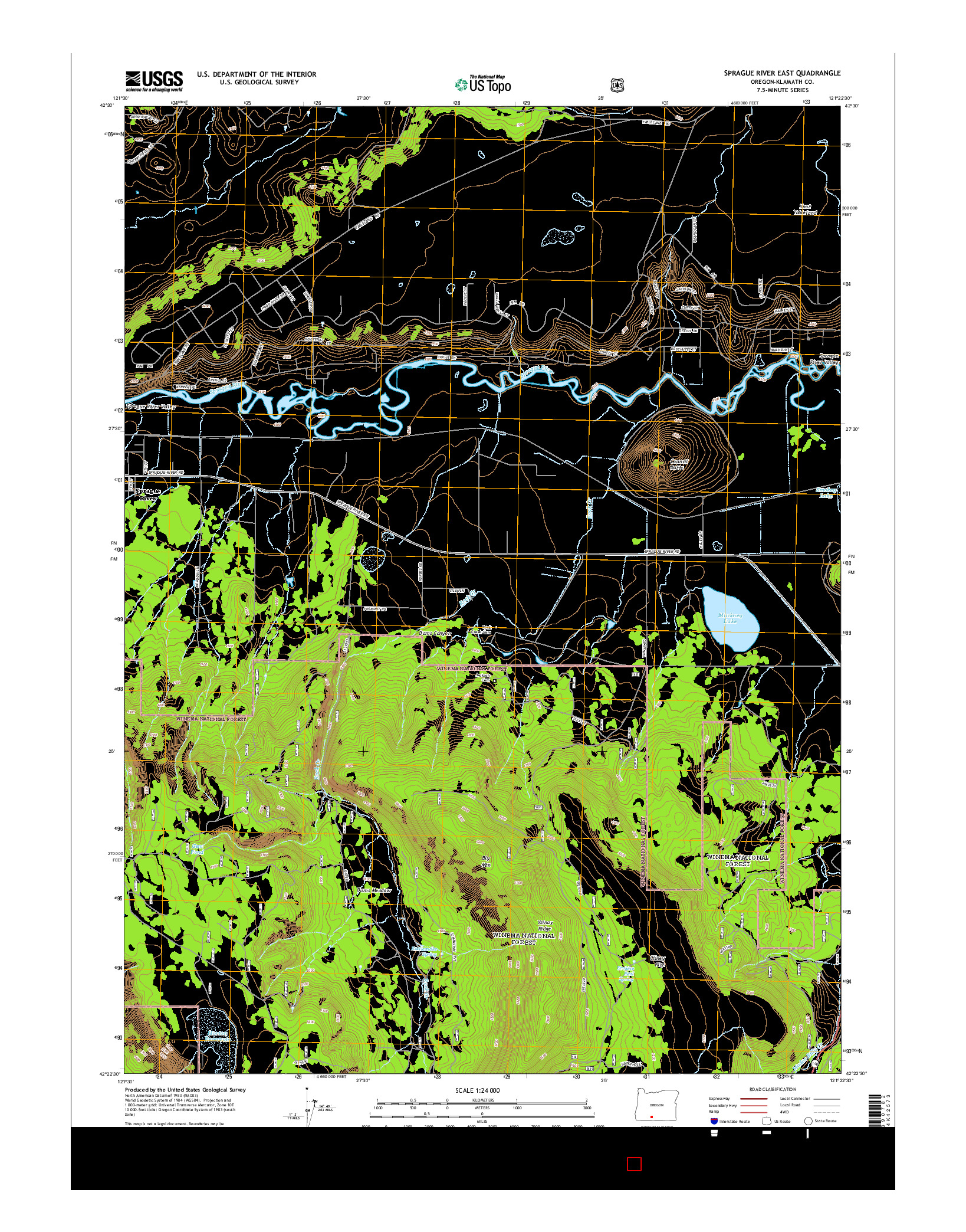 USGS US TOPO 7.5-MINUTE MAP FOR SPRAGUE RIVER EAST, OR 2014