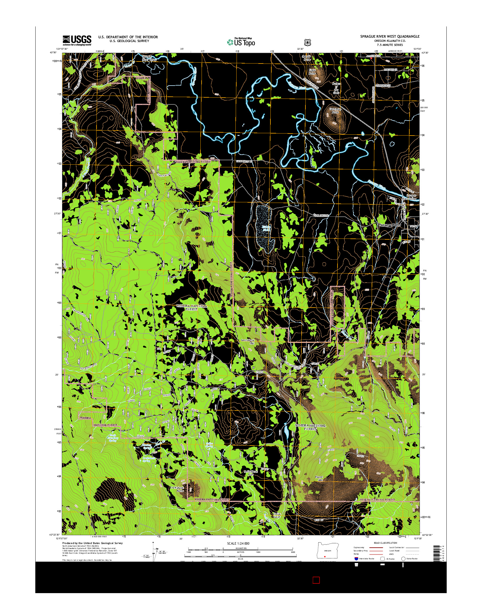 USGS US TOPO 7.5-MINUTE MAP FOR SPRAGUE RIVER WEST, OR 2014
