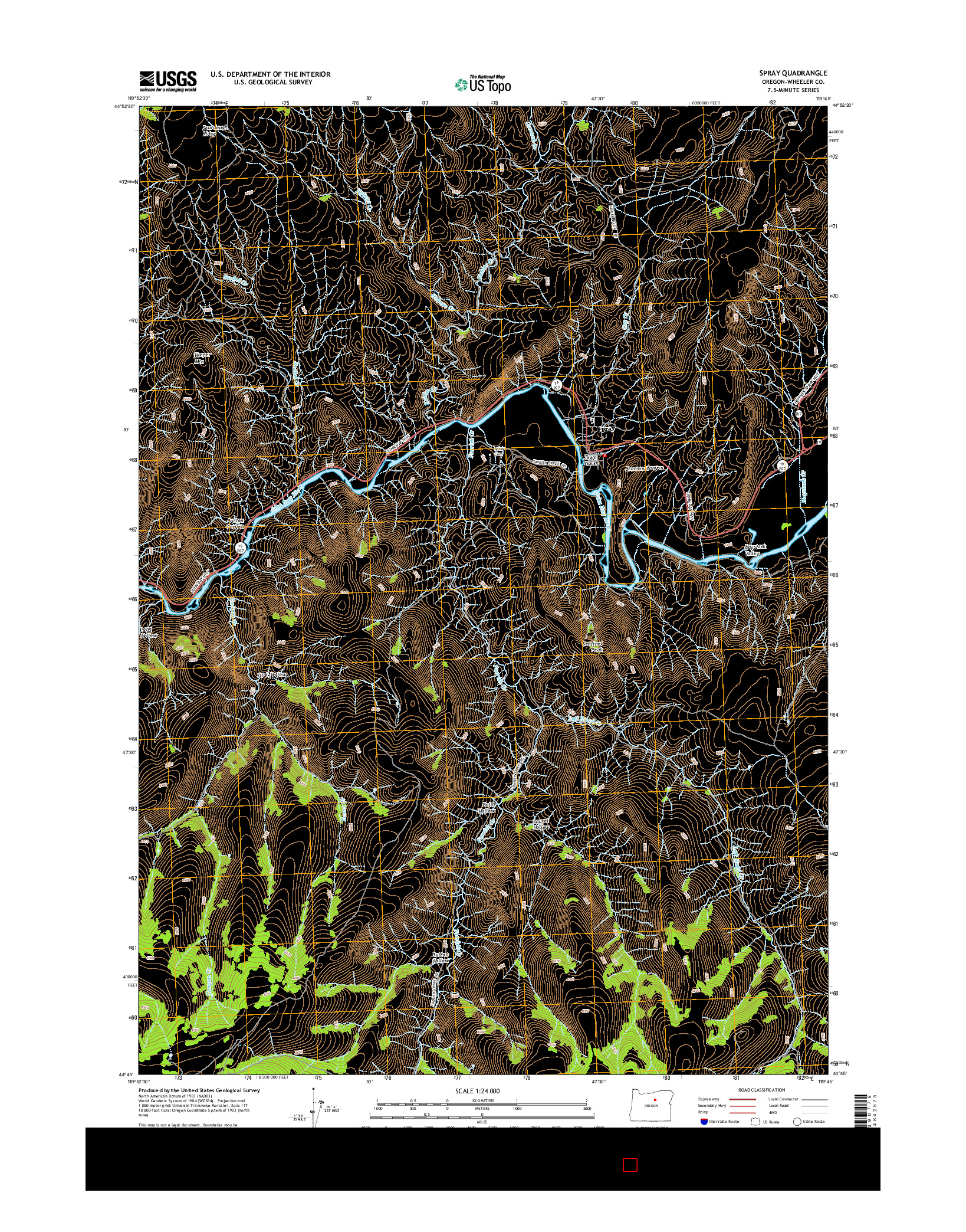 USGS US TOPO 7.5-MINUTE MAP FOR SPRAY, OR 2014