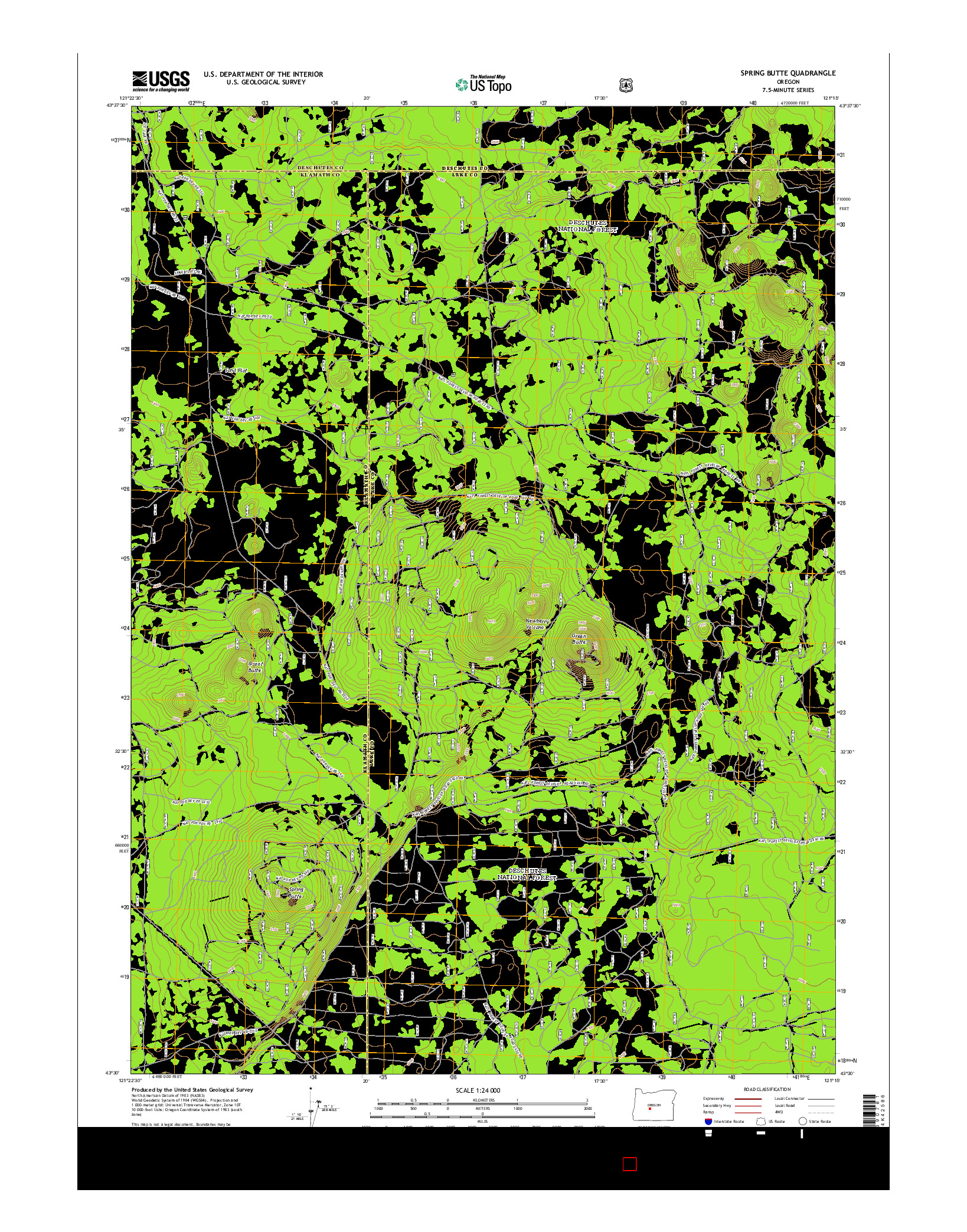 USGS US TOPO 7.5-MINUTE MAP FOR SPRING BUTTE, OR 2014