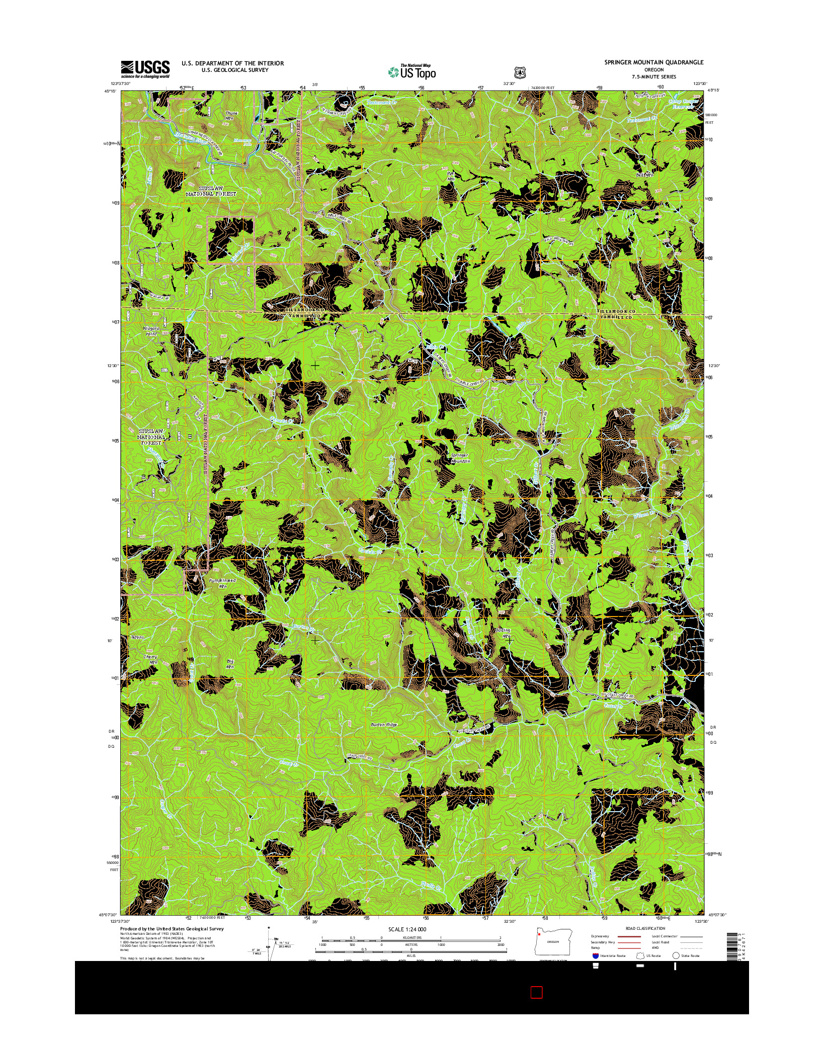 USGS US TOPO 7.5-MINUTE MAP FOR SPRINGER MOUNTAIN, OR 2014