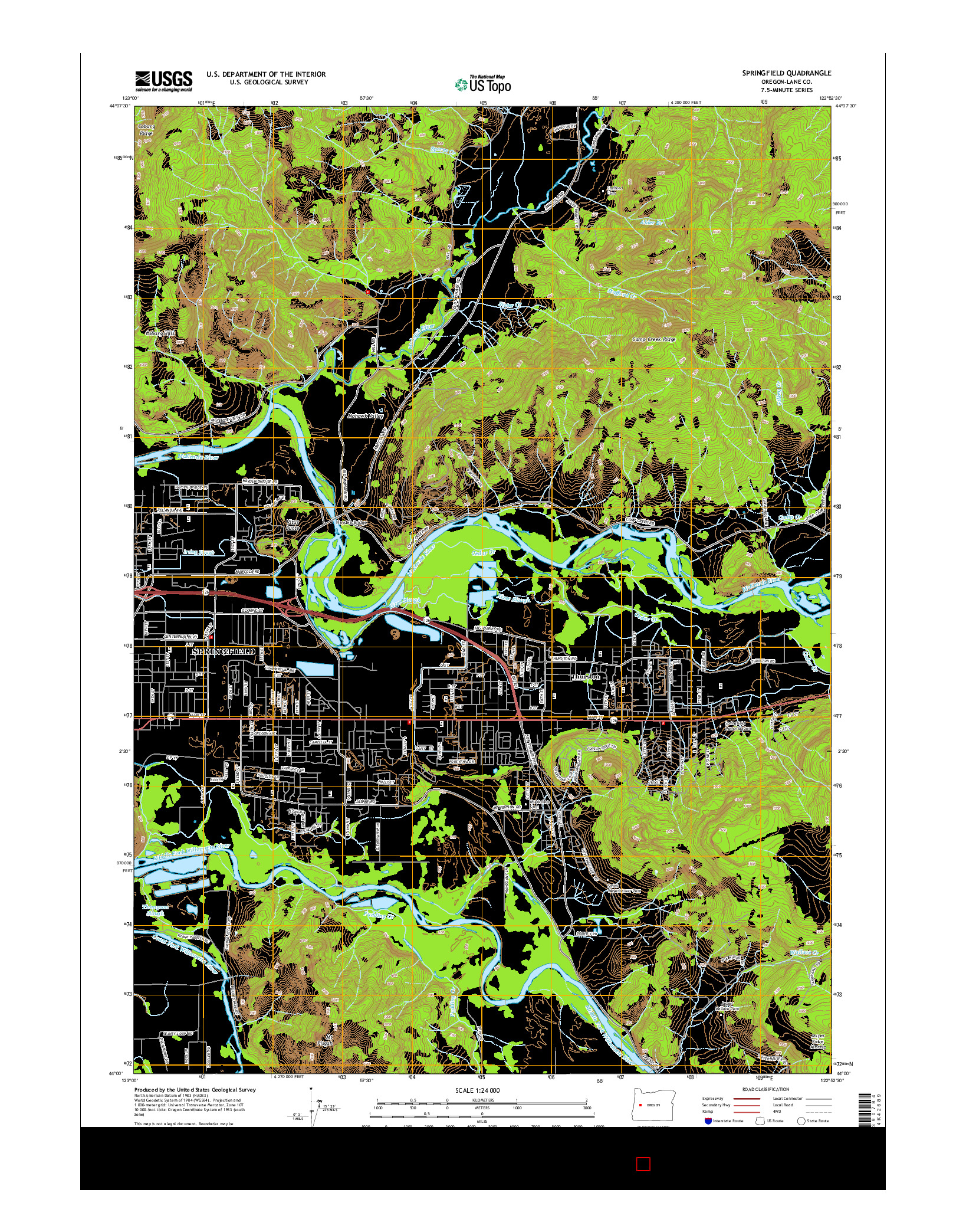 USGS US TOPO 7.5-MINUTE MAP FOR SPRINGFIELD, OR 2014