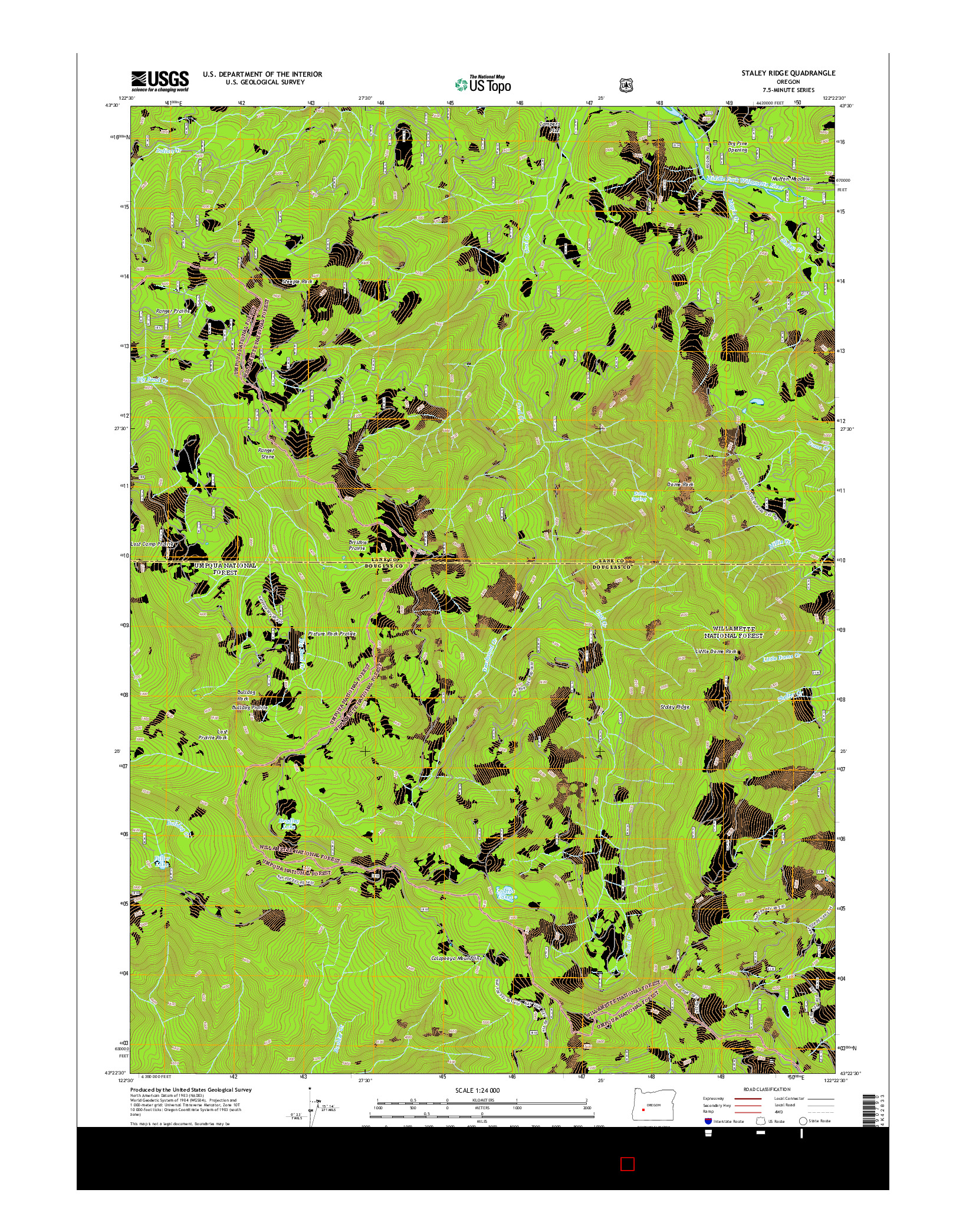 USGS US TOPO 7.5-MINUTE MAP FOR STALEY RIDGE, OR 2014