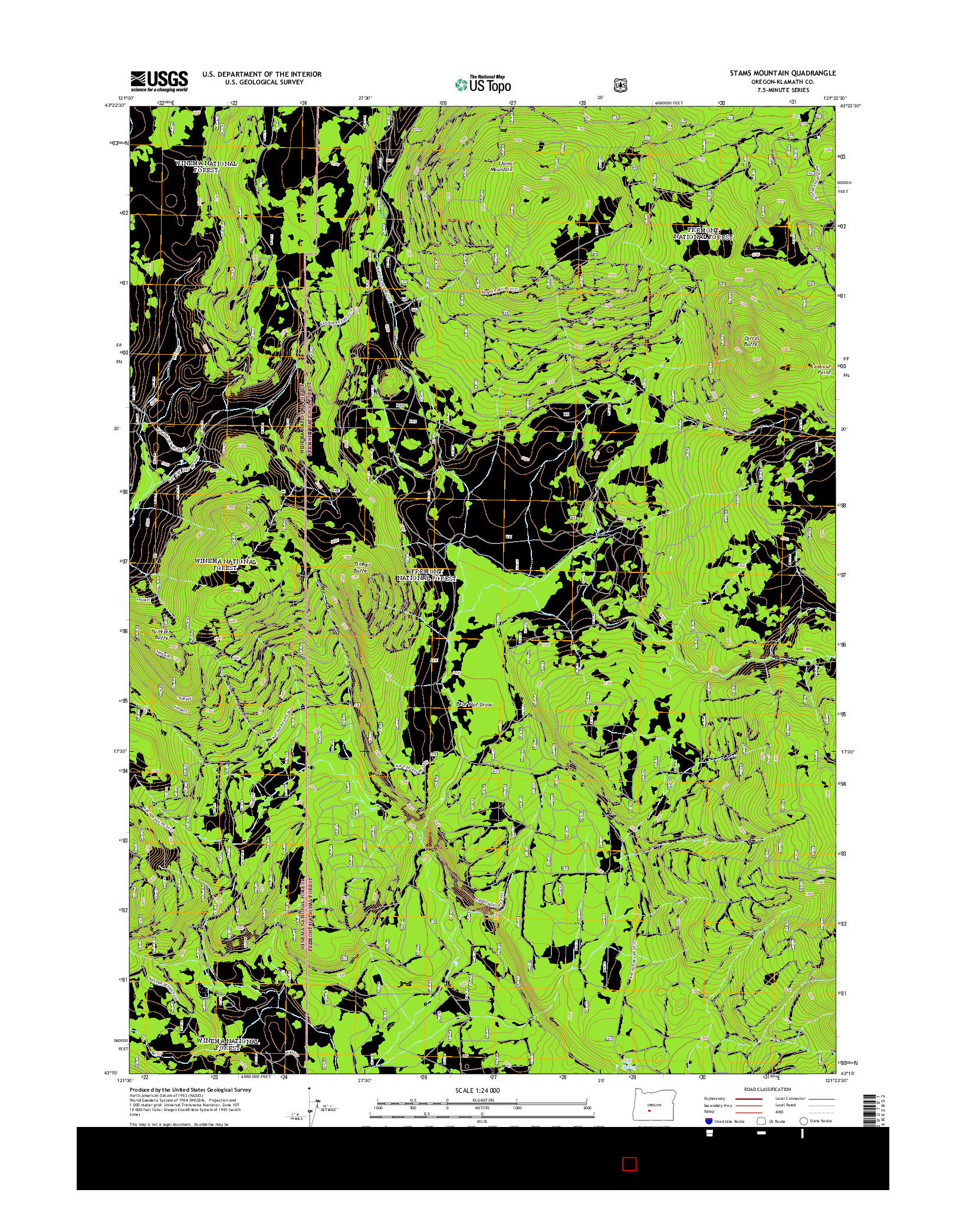 USGS US TOPO 7.5-MINUTE MAP FOR STAMS MOUNTAIN, OR 2014