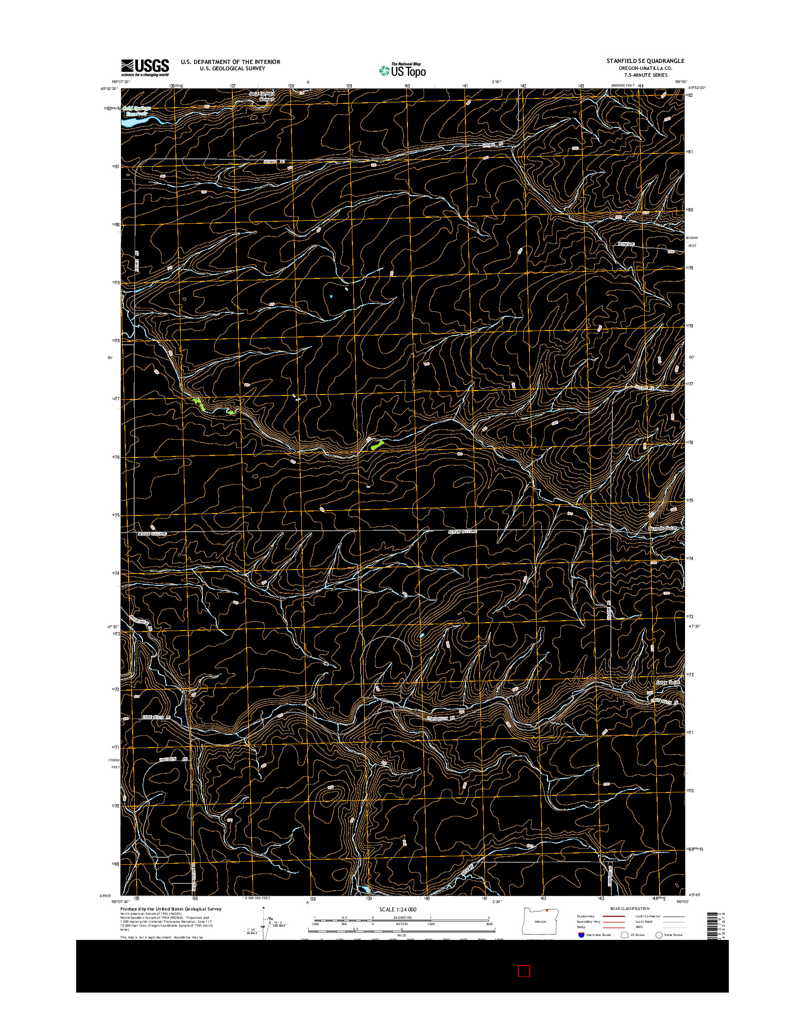 USGS US TOPO 7.5-MINUTE MAP FOR STANFIELD SE, OR 2014