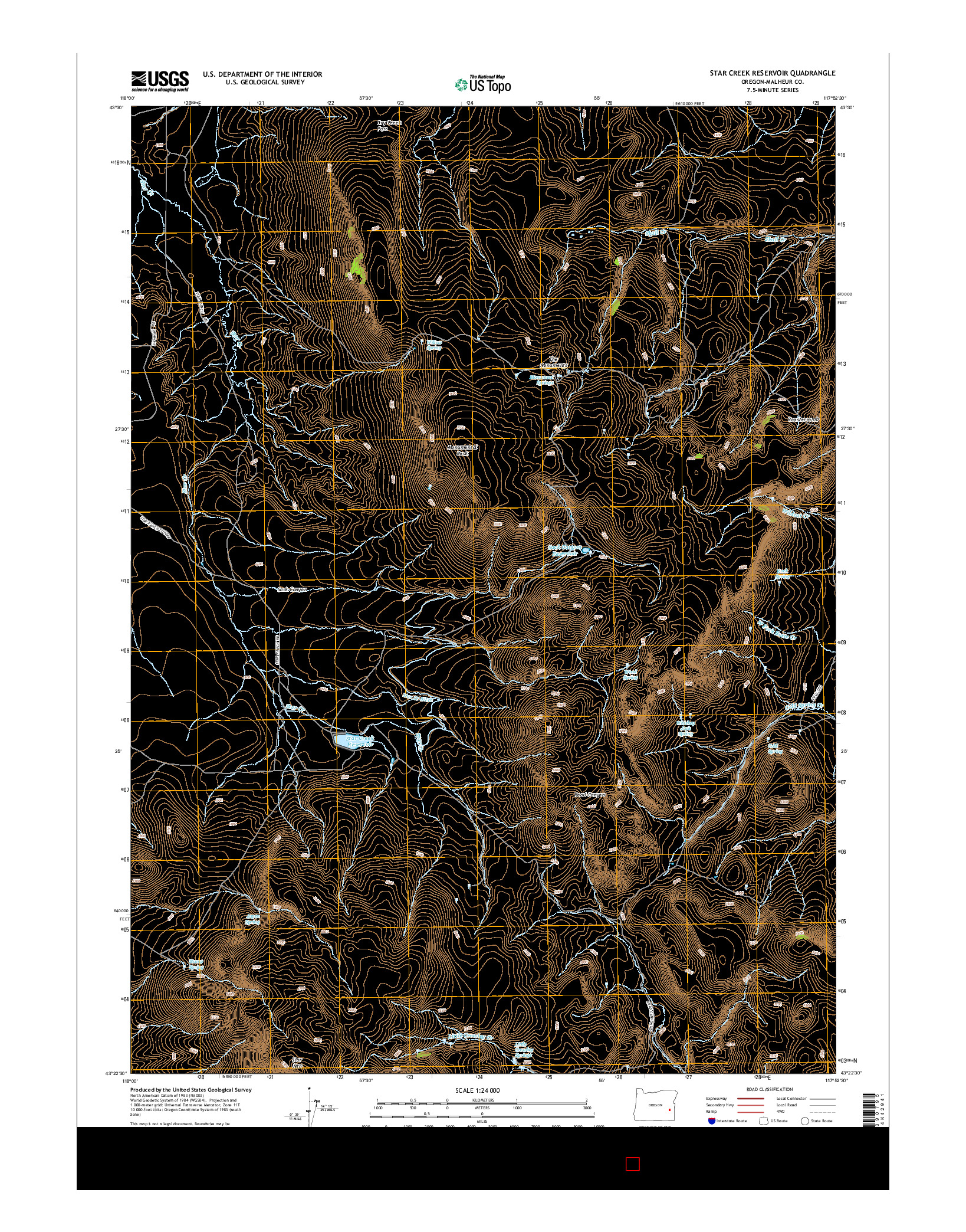 USGS US TOPO 7.5-MINUTE MAP FOR STAR CREEK RESERVOIR, OR 2014